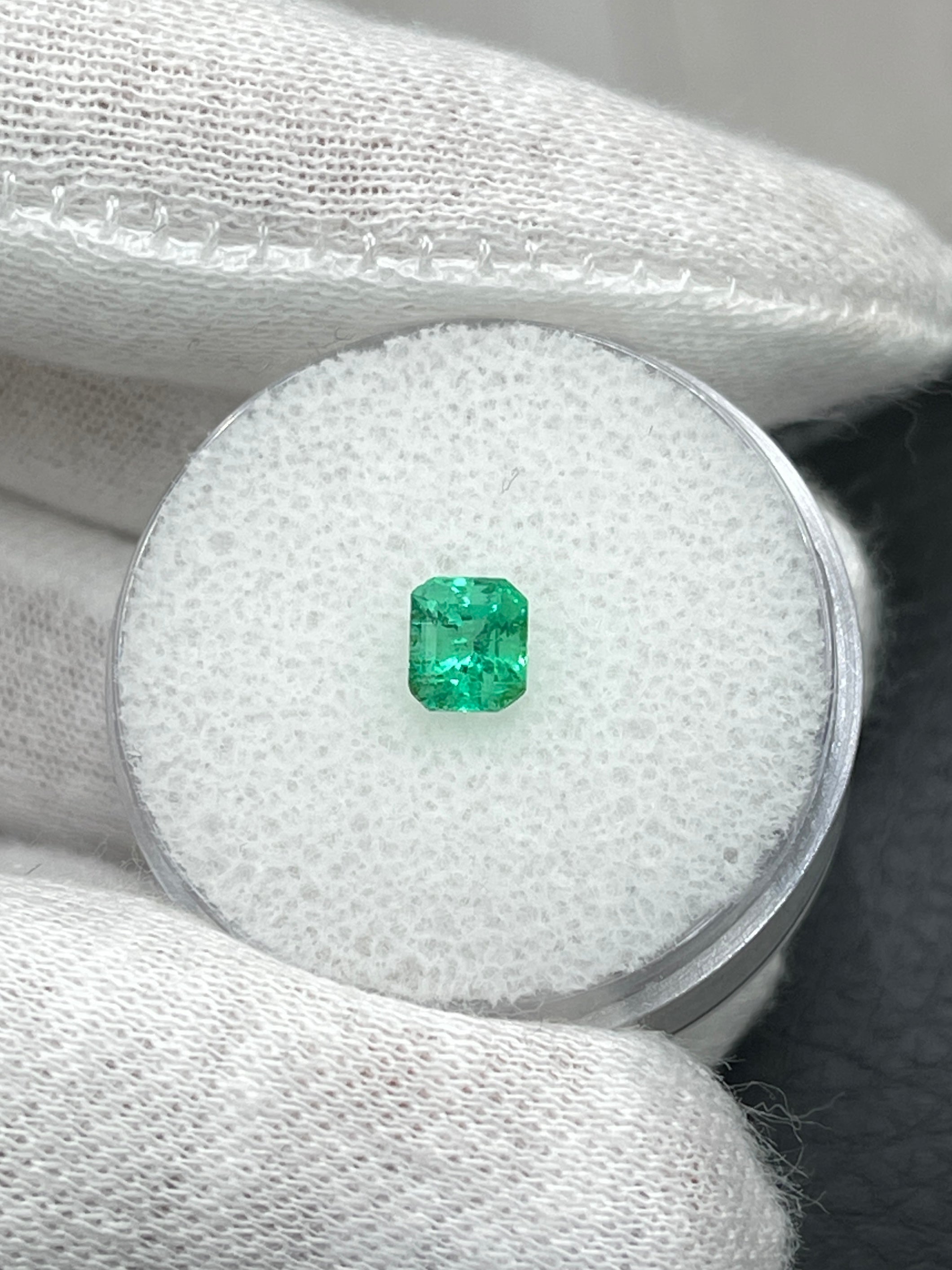 0.57 Carats 5x4.5 Yellowish Green Natural Loose Colombian Emerald