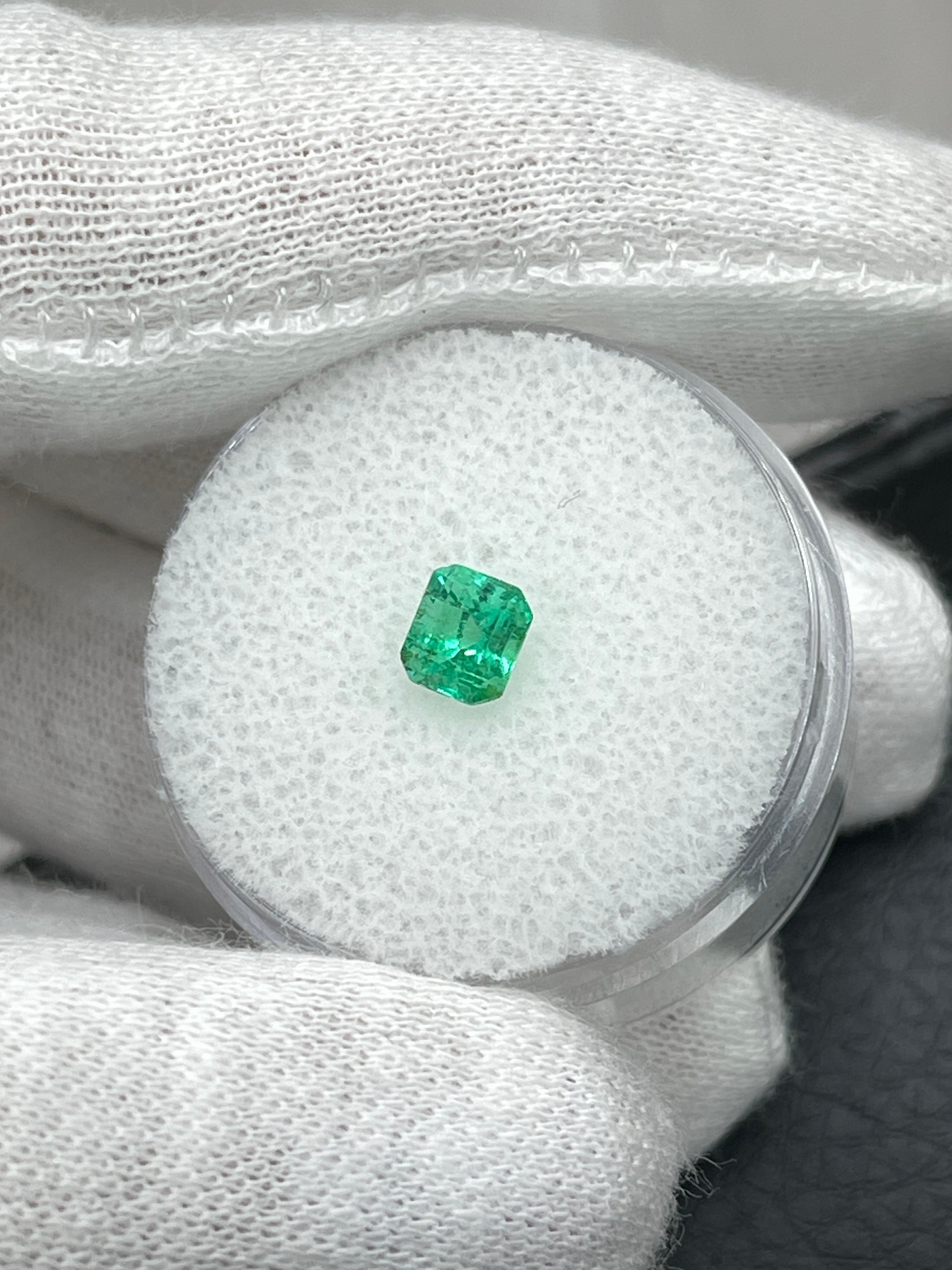 0.57 Carats 5x4.5 Yellowish Green Natural Loose Colombian Emerald