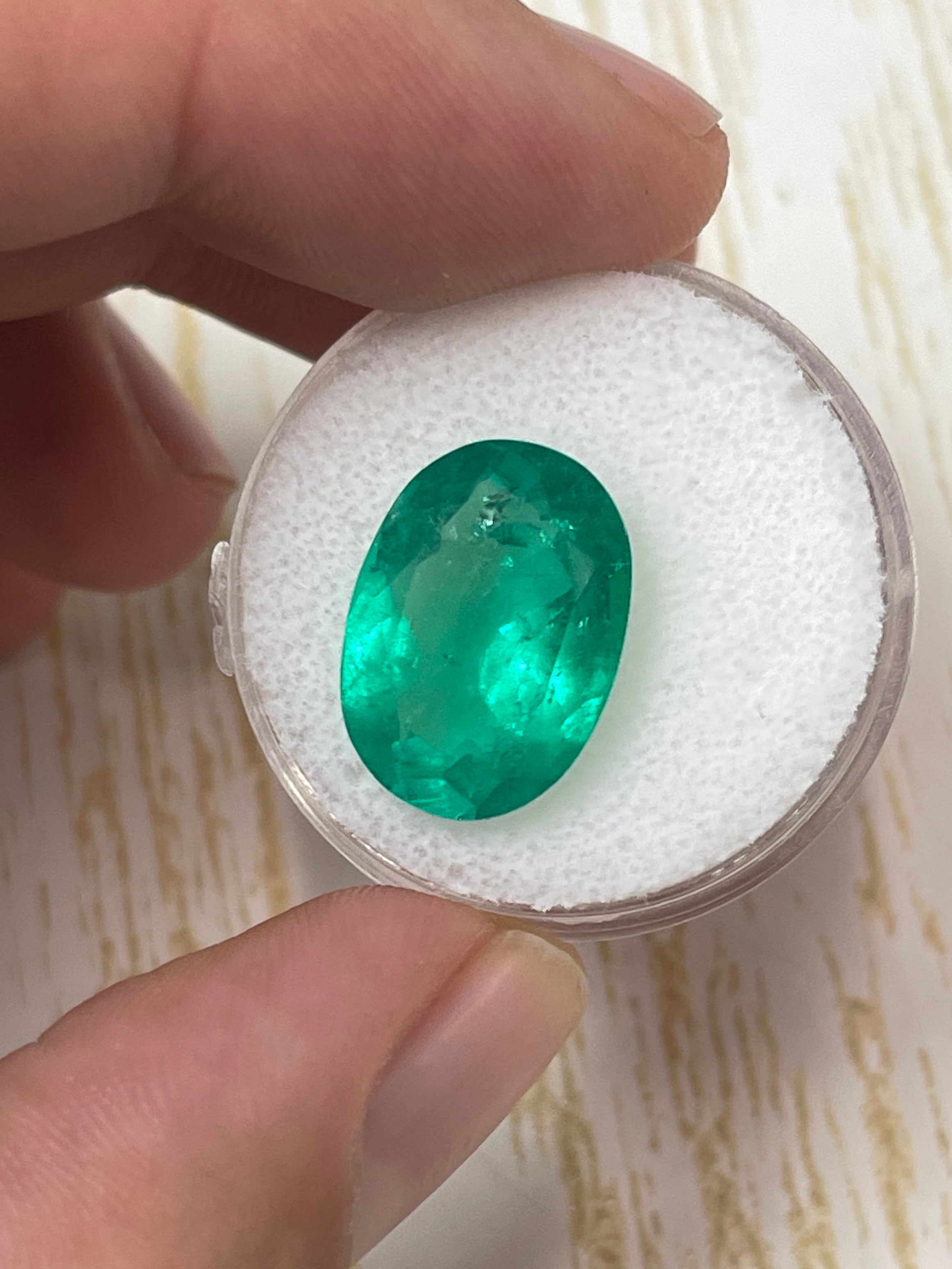 7.00 Carat 16x12 Yellowish Green Natural Loose Colombian Emerald-Oval Cut - JR Colombian Emeralds