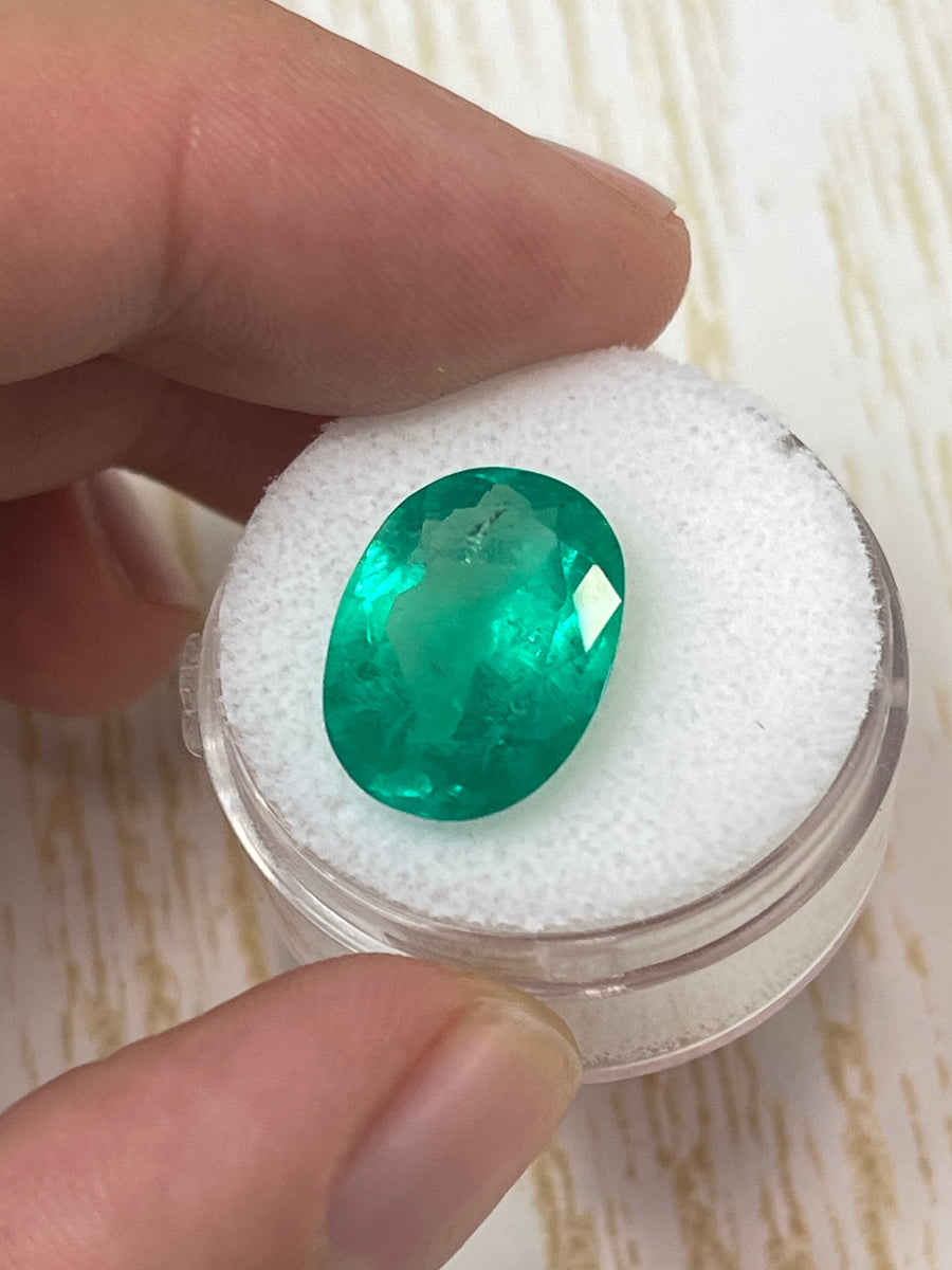 7.00 Carat 16x12 Yellowish Green Natural Loose Colombian Emerald-Oval Cut