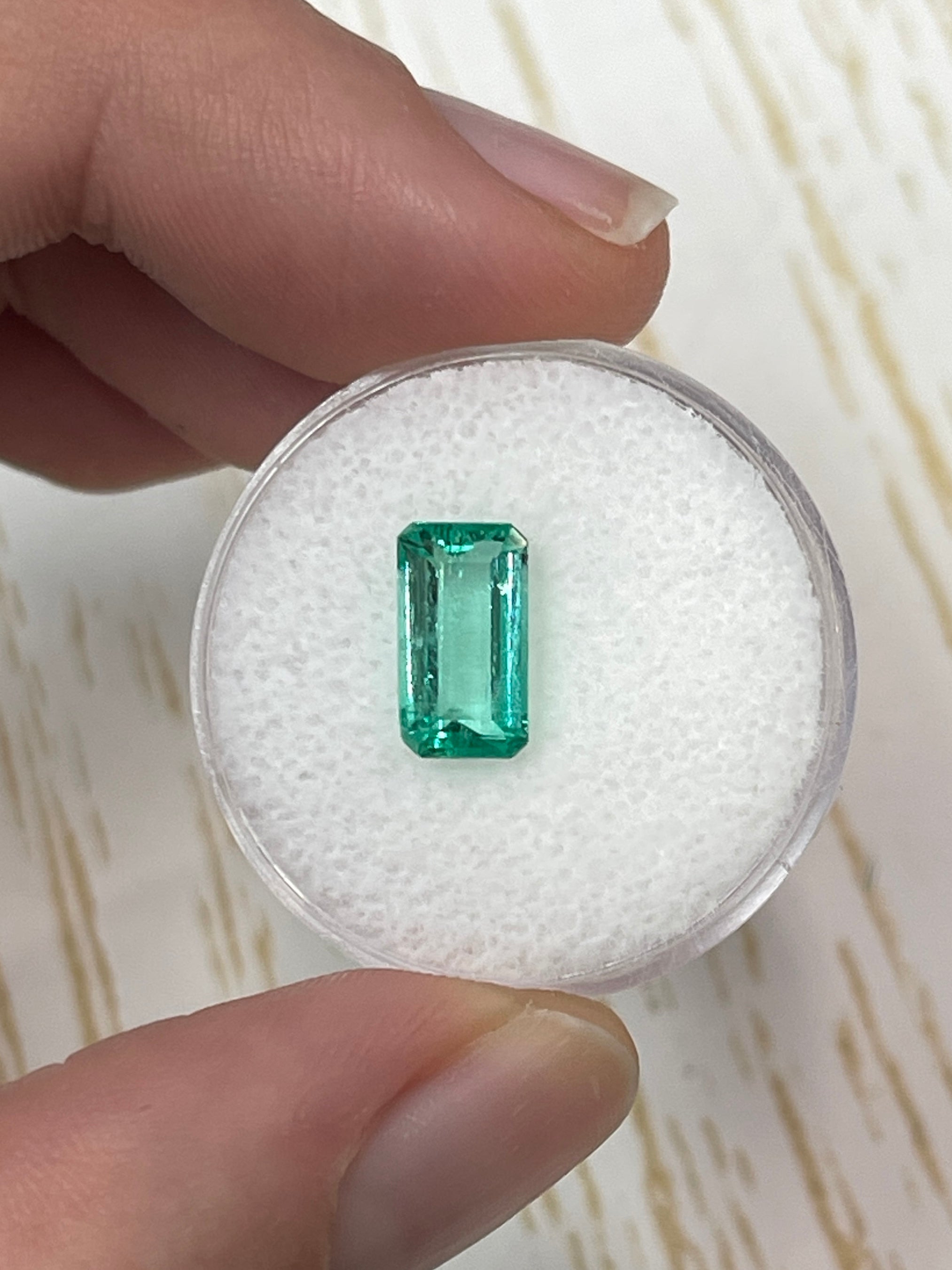 1.80 Carat VVS 10x6 Slender Bluish Green Loose Colombian Emerald-Emerald Cut - JR Colombian Emeralds