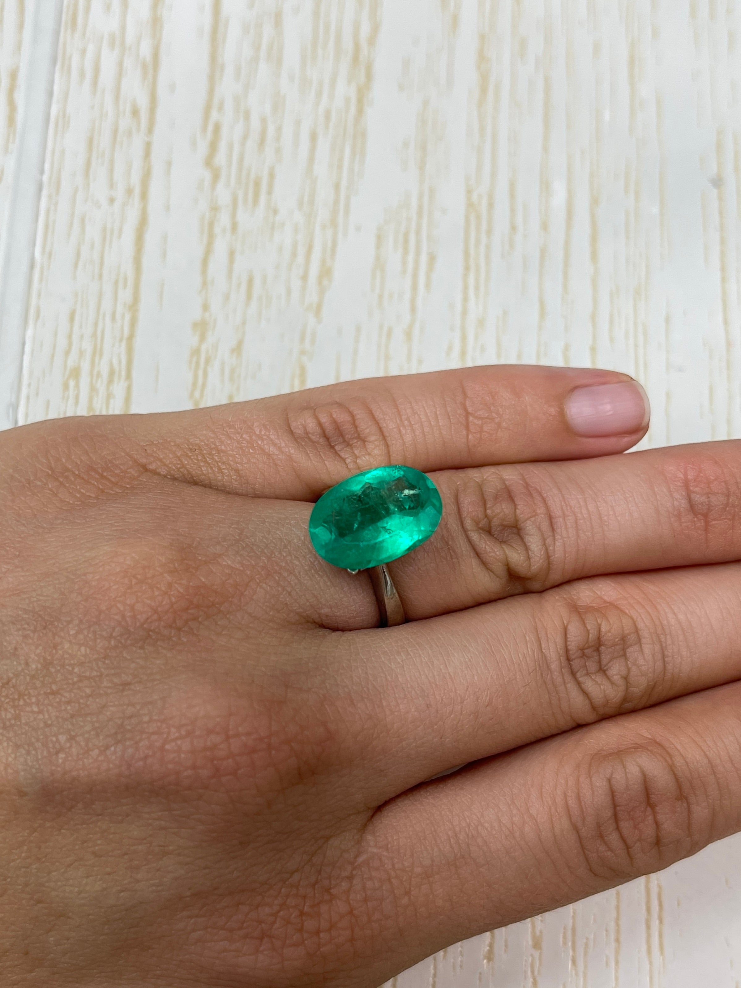 7.00 Carat 16x12 Yellowish Green Natural Loose Colombian Emerald-Oval Cut - JR Colombian Emeralds