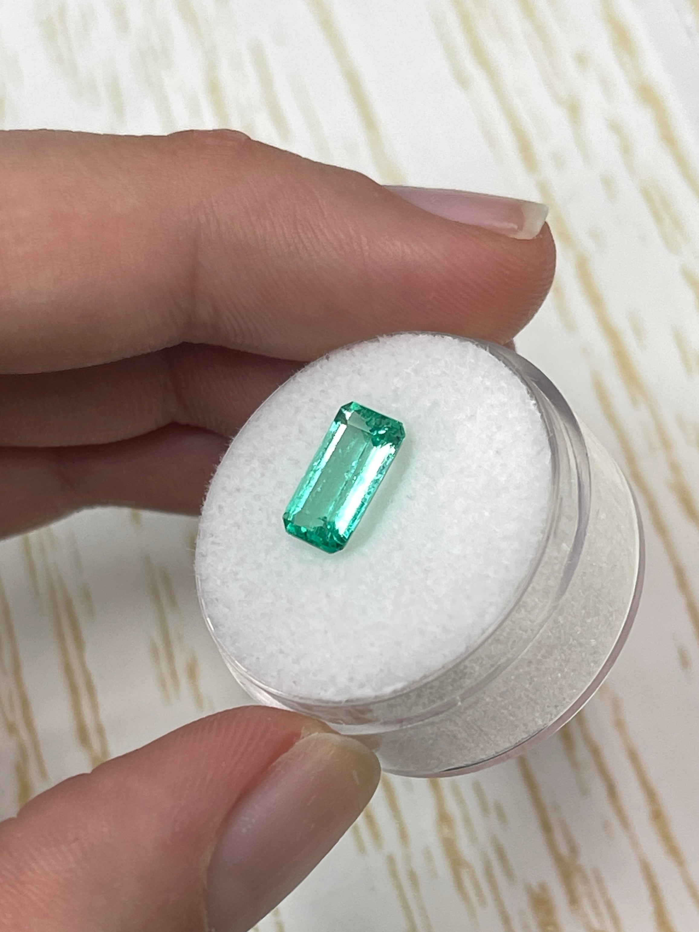 1.80 Carat VVS 10x6 Slender Bluish Green Loose Colombian Emerald-Emerald Cut - JR Colombian Emeralds