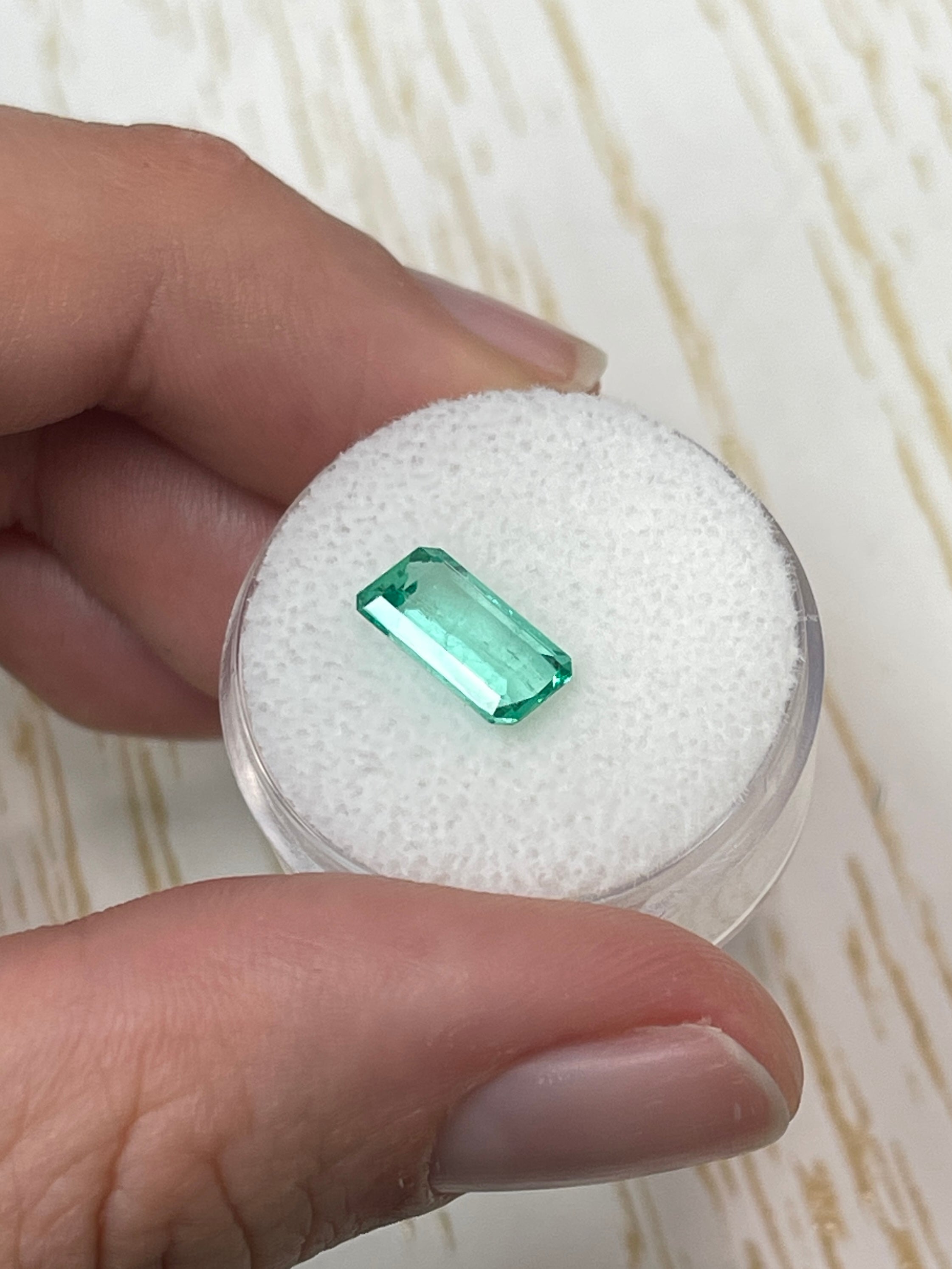 1.80 Carat VVS 10x6 Slender Bluish Green Loose Colombian Emerald-Emerald Cut - JR Colombian Emeralds