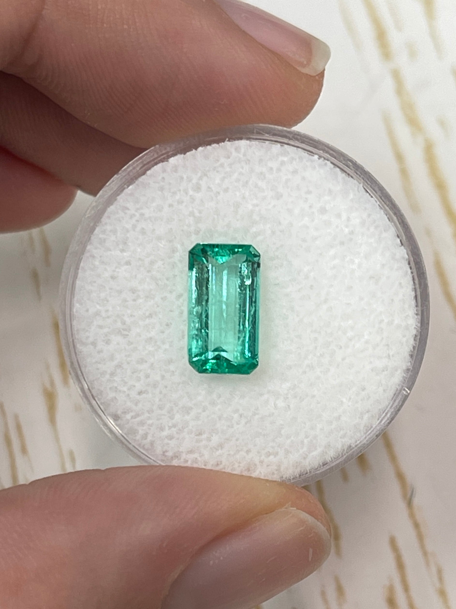 1.80 Carat VVS 10x6 Slender Bluish Green Loose Colombian Emerald-Emerald Cut - JR Colombian Emeralds