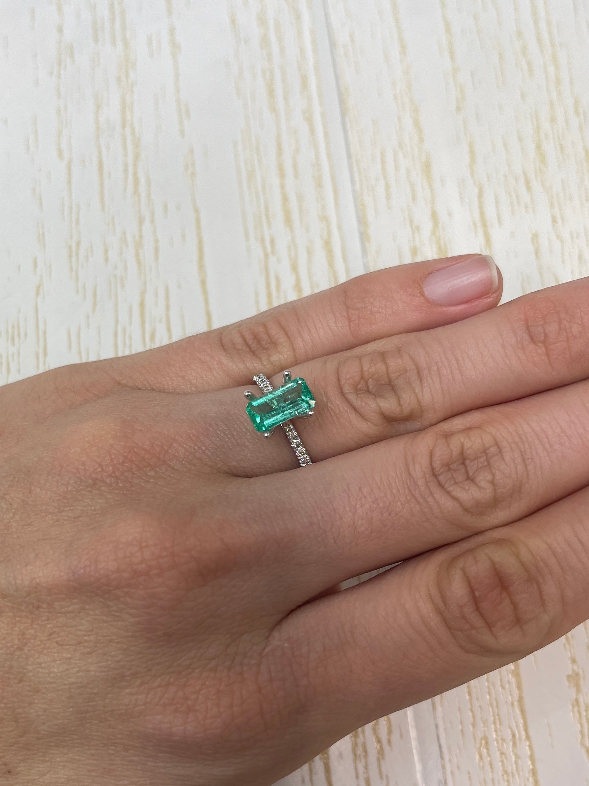 1.80 Carat VVS 10x6 Slender Bluish Green Loose Colombian Emerald-Emerald Cut - JR Colombian Emeralds