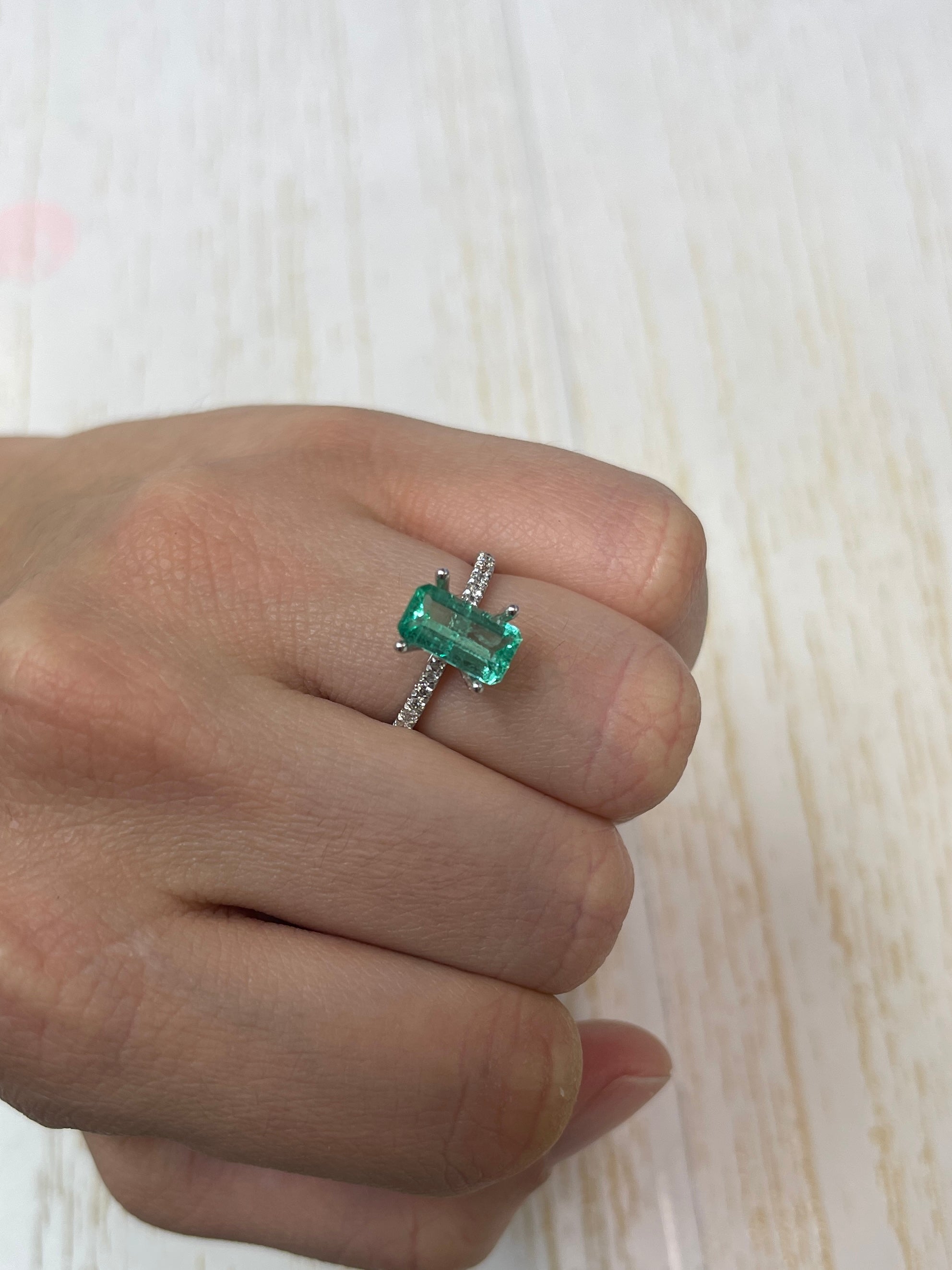 1.80 Carat VVS 10x6 Slender Bluish Green Loose Colombian Emerald-Emerald Cut - JR Colombian Emeralds