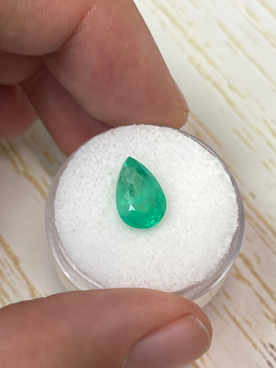 2.80 Carat Yellow-Green Colombian Emerald - Pear-Shaped Gemstone