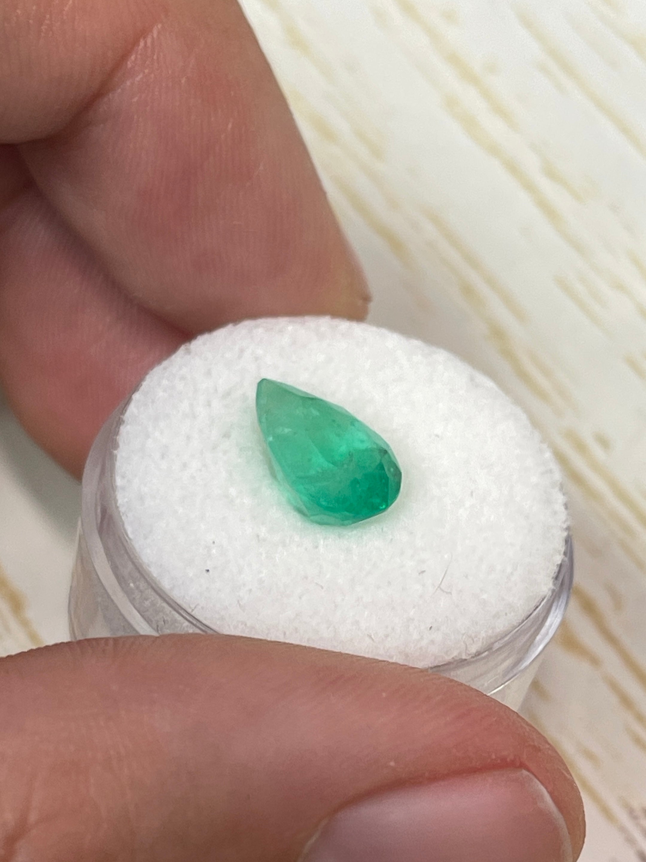 Colombian Emerald - 2.80 Carat Loose Gem, Yellowish Green, Pear Cut