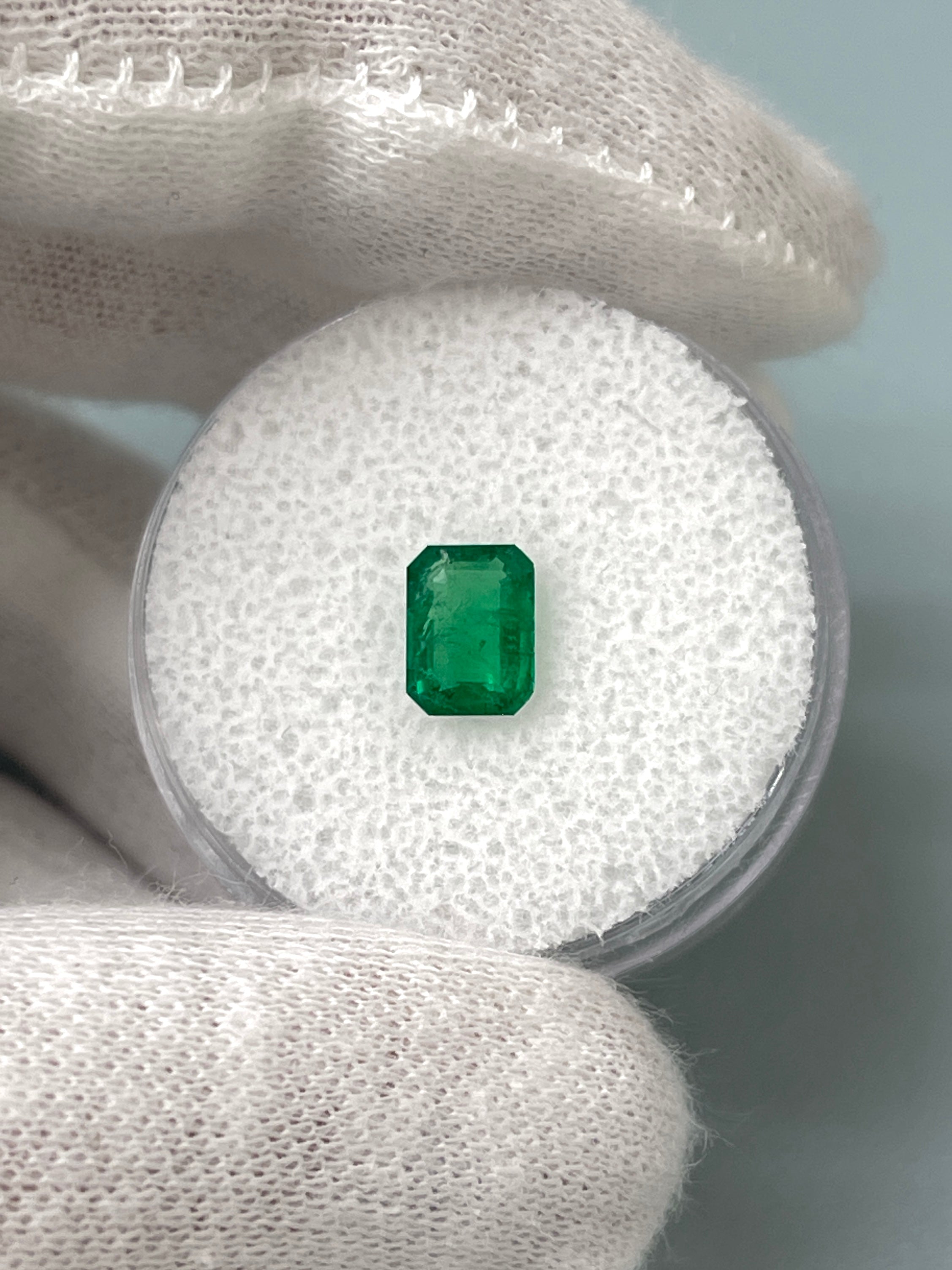 0.83 Carat 7x5 Classic Jungle Green Natural Loose Zambian Emerald-Emerald Cut