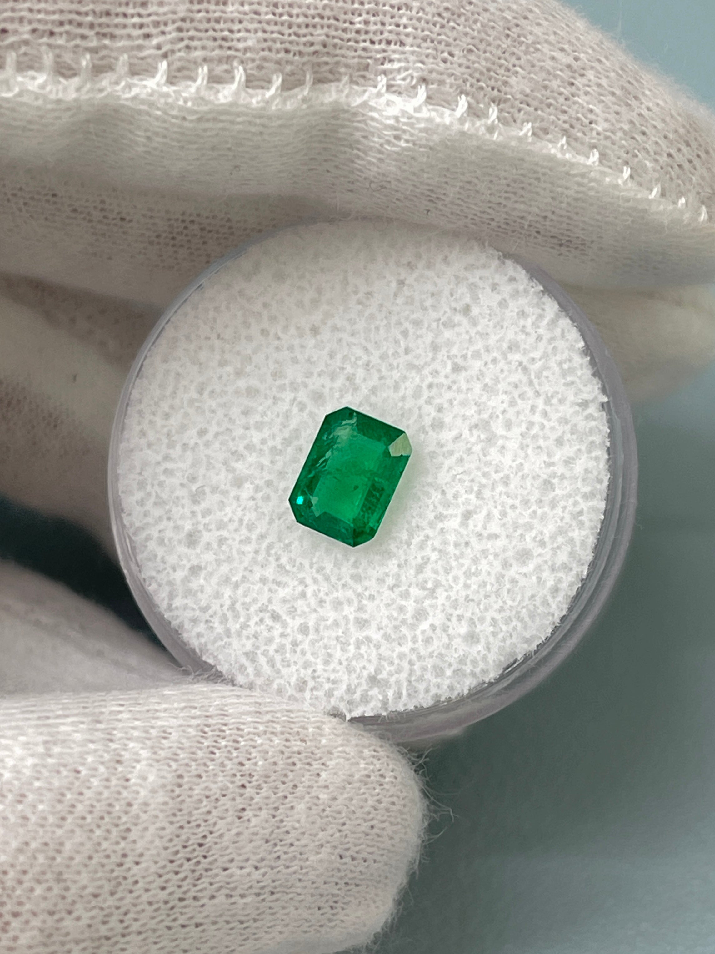 0.83 Carat 7x5 Classic Jungle Green Natural Loose Zambian Emerald-Emerald Cut