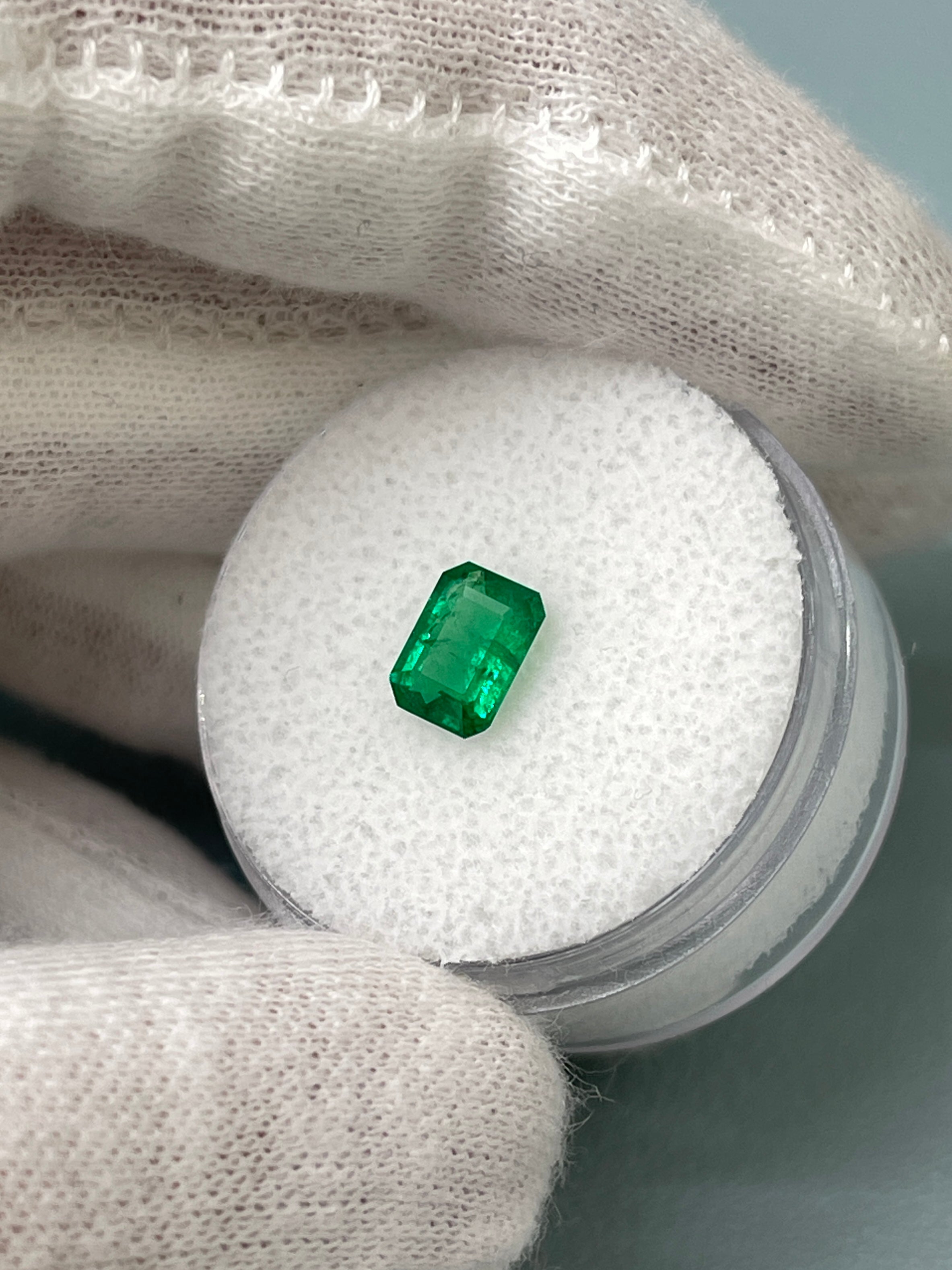 0.83 Carat 7x5 Classic Jungle Green Natural Loose Zambian Emerald-Emerald Cut