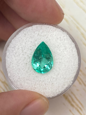 2.90 carat 12x8 Gemmy Natural Loose Colombian Emerald-Pear Cut