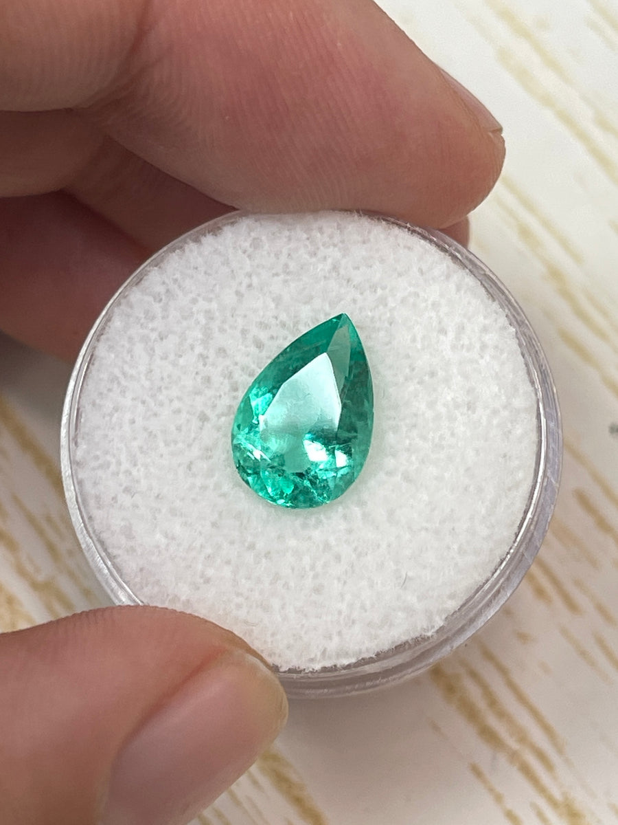 12x8 Pear Cut Colombian Emerald: Authentic 2.90 Carat Gemstone