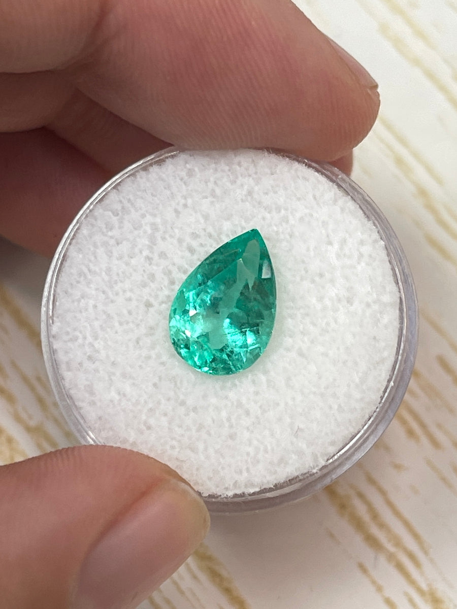 2.90 Carat Natural Colombian Emerald in Pear Shape