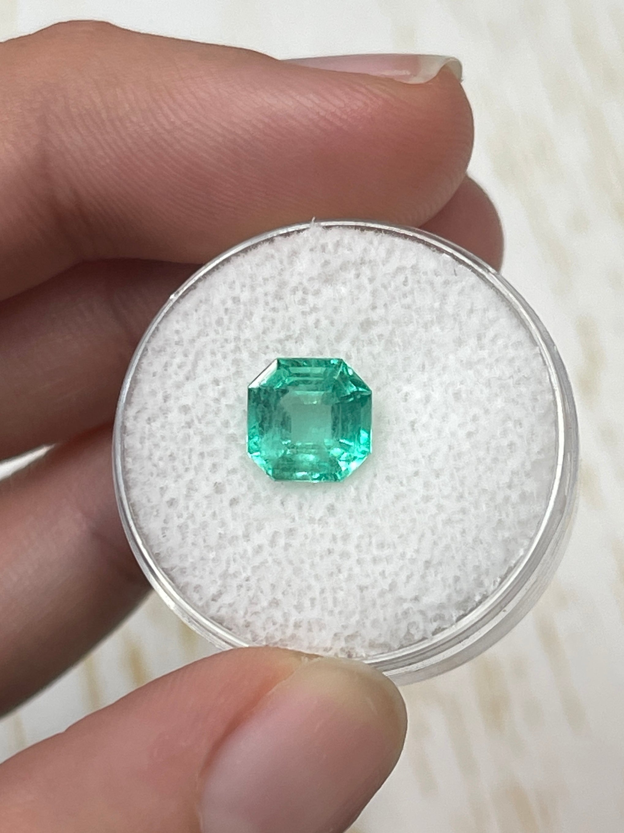 1.87 Carat 8x8 Art Deco Medium Green Natural Loose Colombian Emerald- Asscher Cut - JR Colombian Emeralds