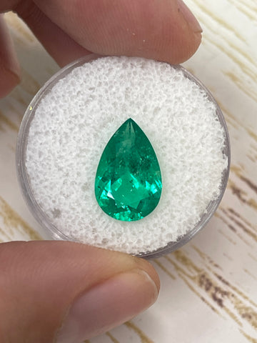3.47 carat 14x9 Fine Muzo Natural Loose Colombian Emerald-Pear Cut