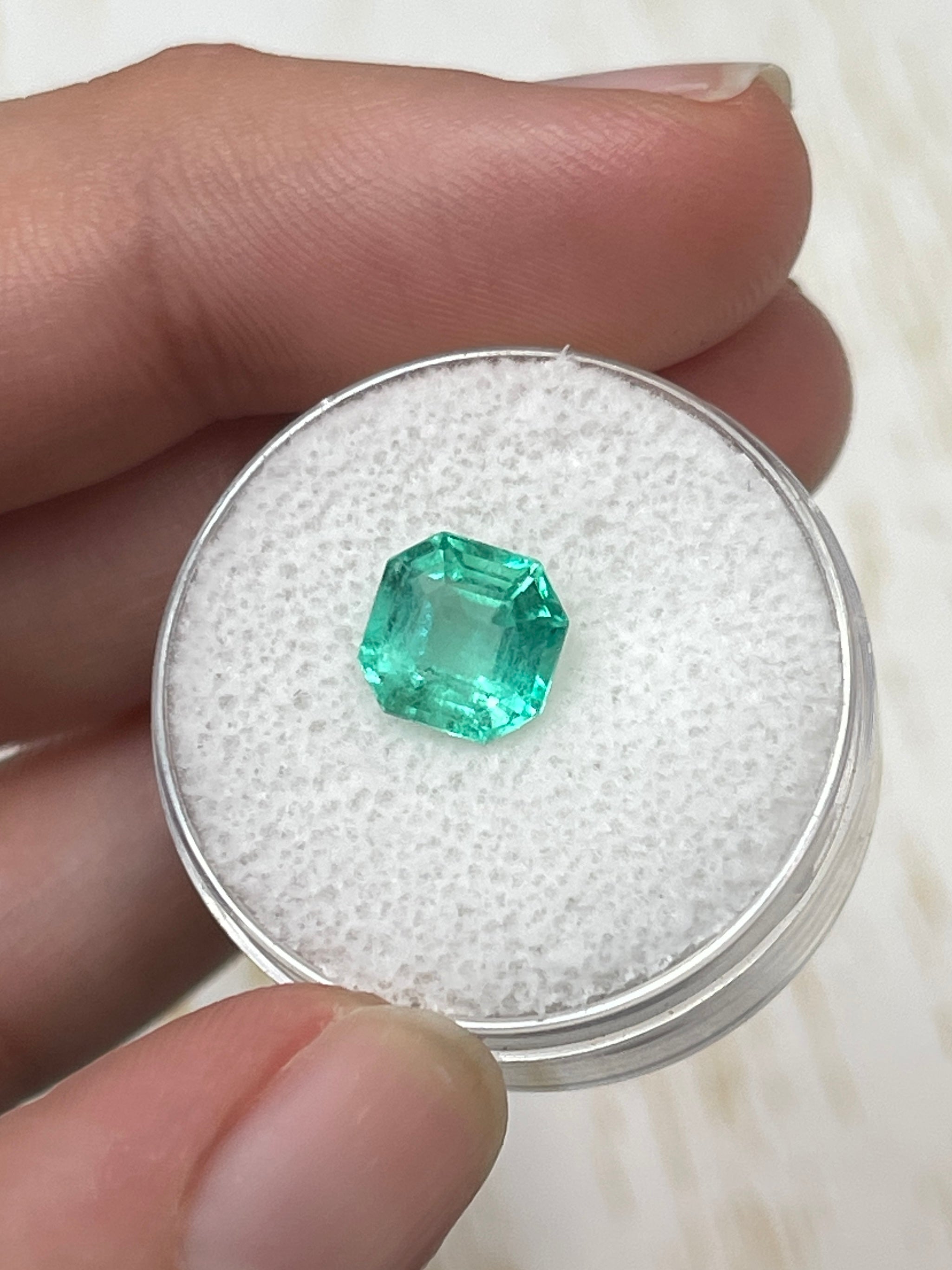 1.87 Carat 8x8 Art Deco Medium Green Natural Loose Colombian Emerald- Asscher Cut - JR Colombian Emeralds