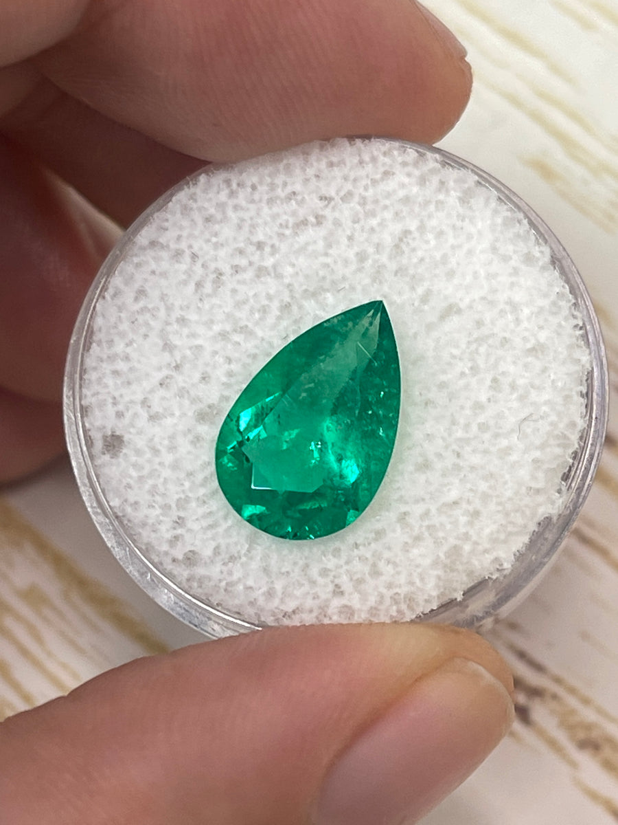 Unset 3.47 Carat Colombian Emerald - Fine Quality - Pear Shape