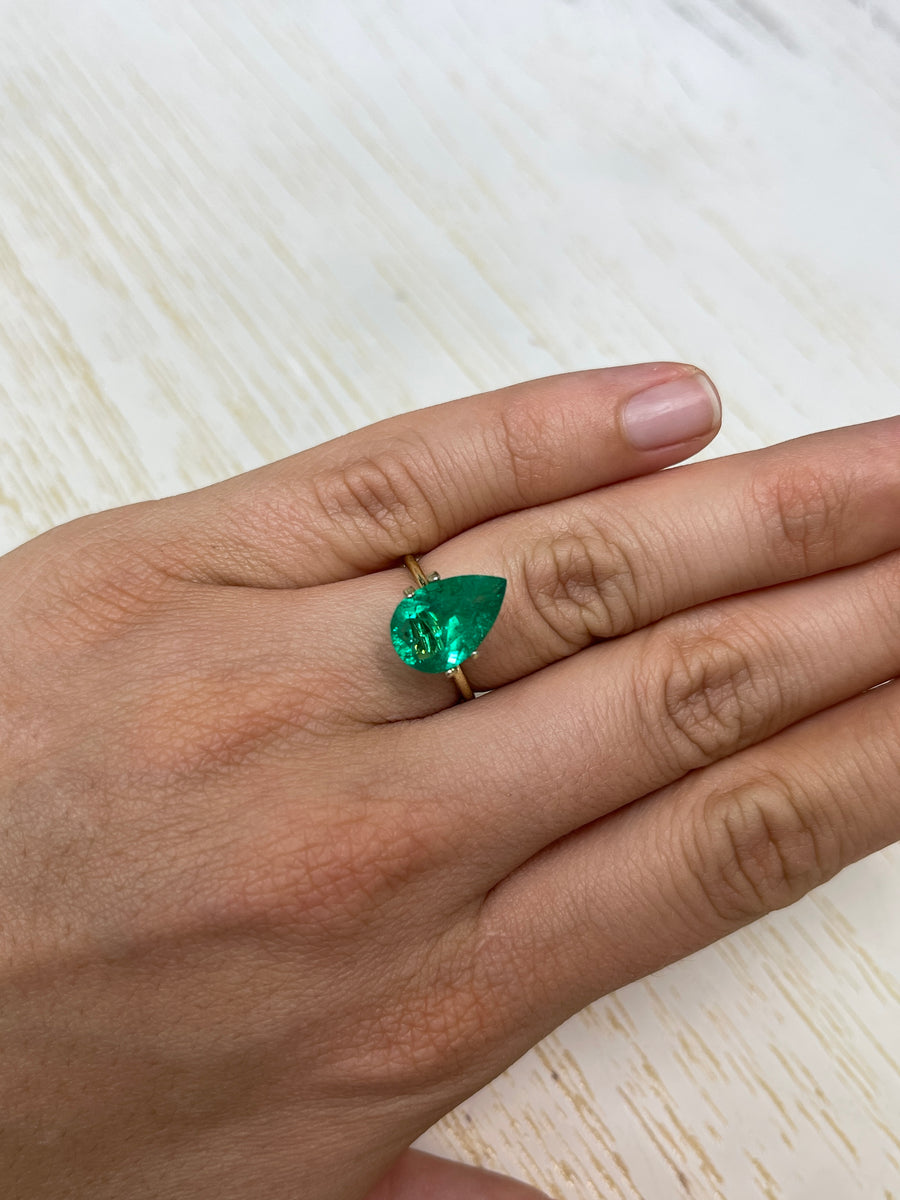 3.47 Carat Loose Colombian Emerald - Top-Quality Pear Cut