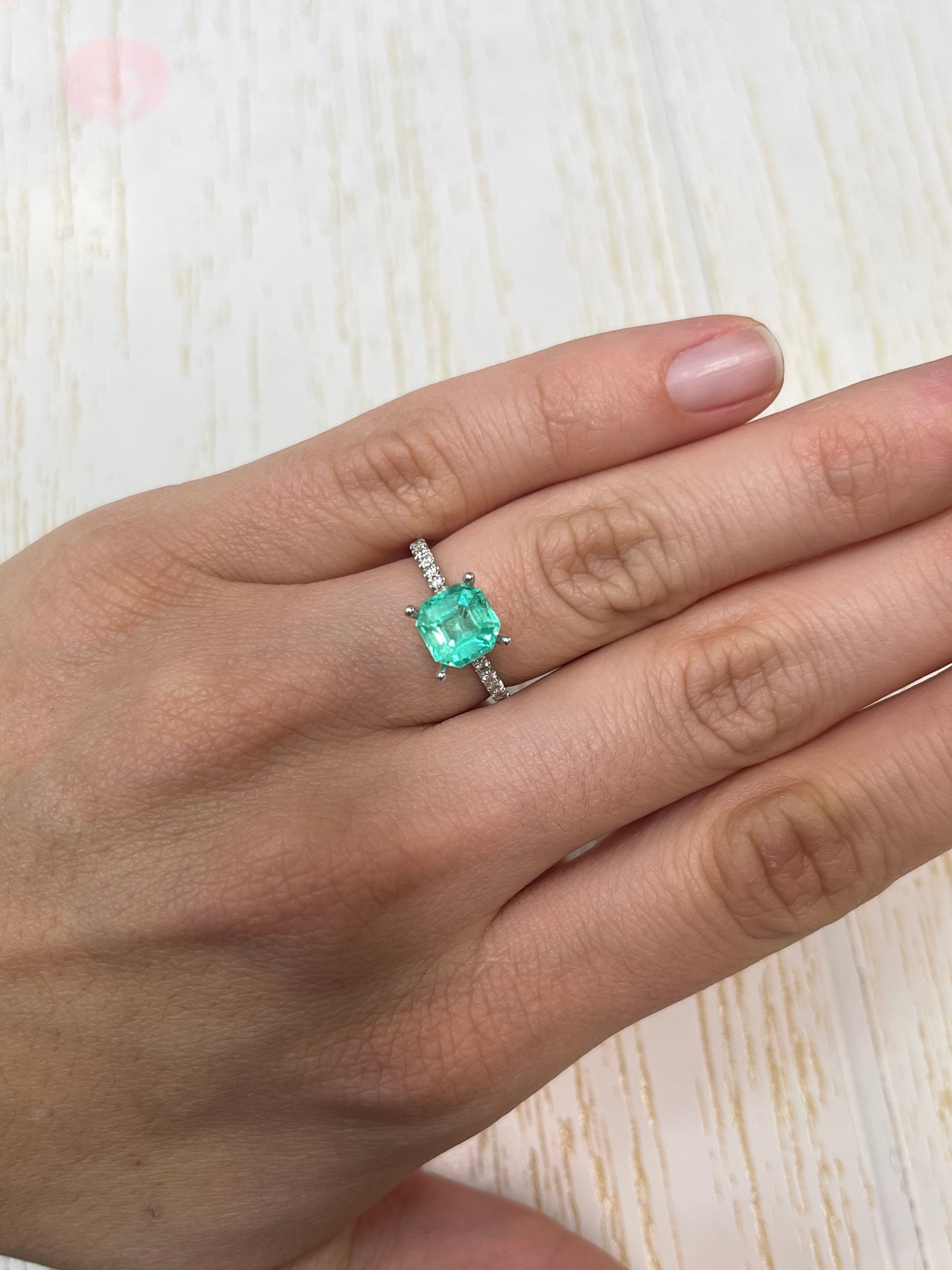 1.87 Carat 8x8 Art Deco Medium Green Natural Loose Colombian Emerald- Asscher Cut - JR Colombian Emeralds