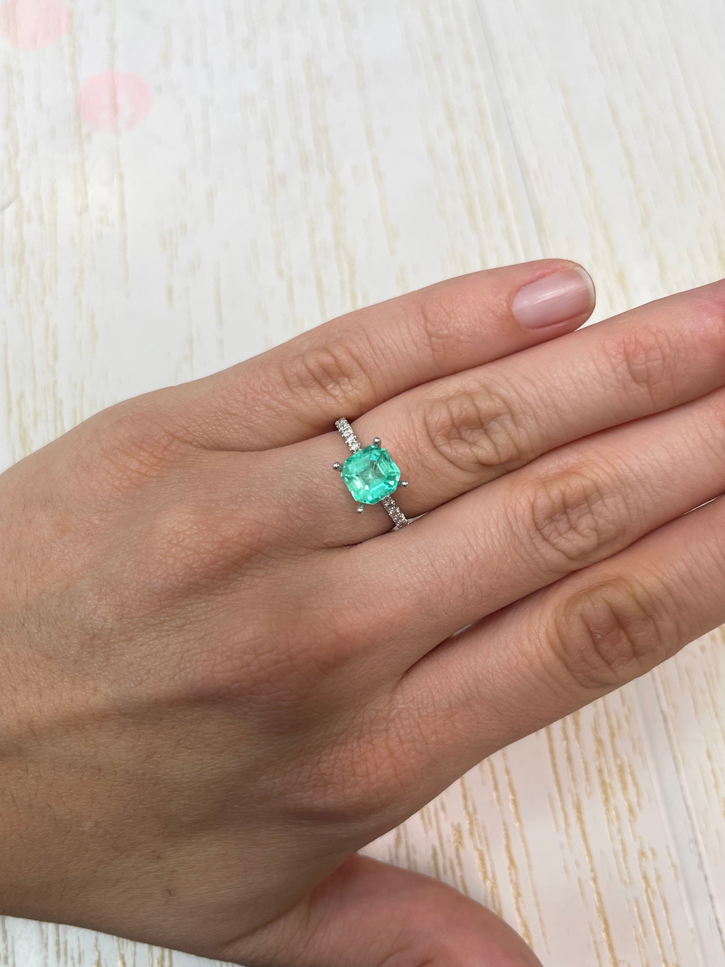 1.87 Carat 8x8 Art Deco Medium Green Natural Loose Colombian Emerald- Asscher Cut - JR Colombian Emeralds