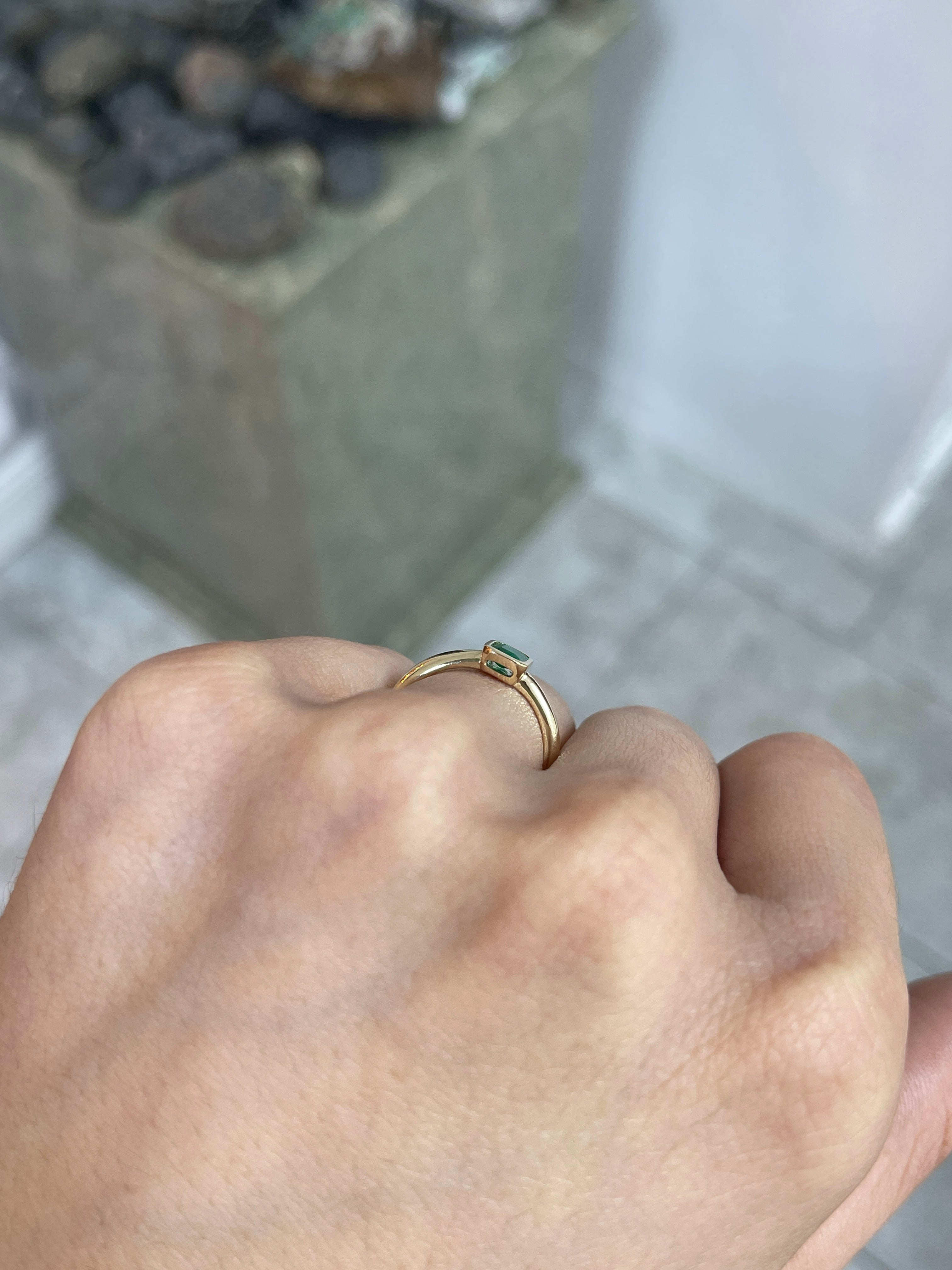 0.39cts Bezel Set AAA+ Muzo Colombian Emerald Solitaire Ring 18K - JR Colombian Emeralds
