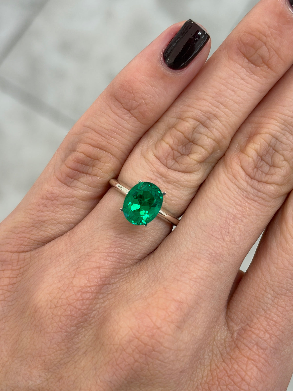 2.50 Carat 10x8 Investment Grade Natural Loose Colombian Emerald-Oval Cut