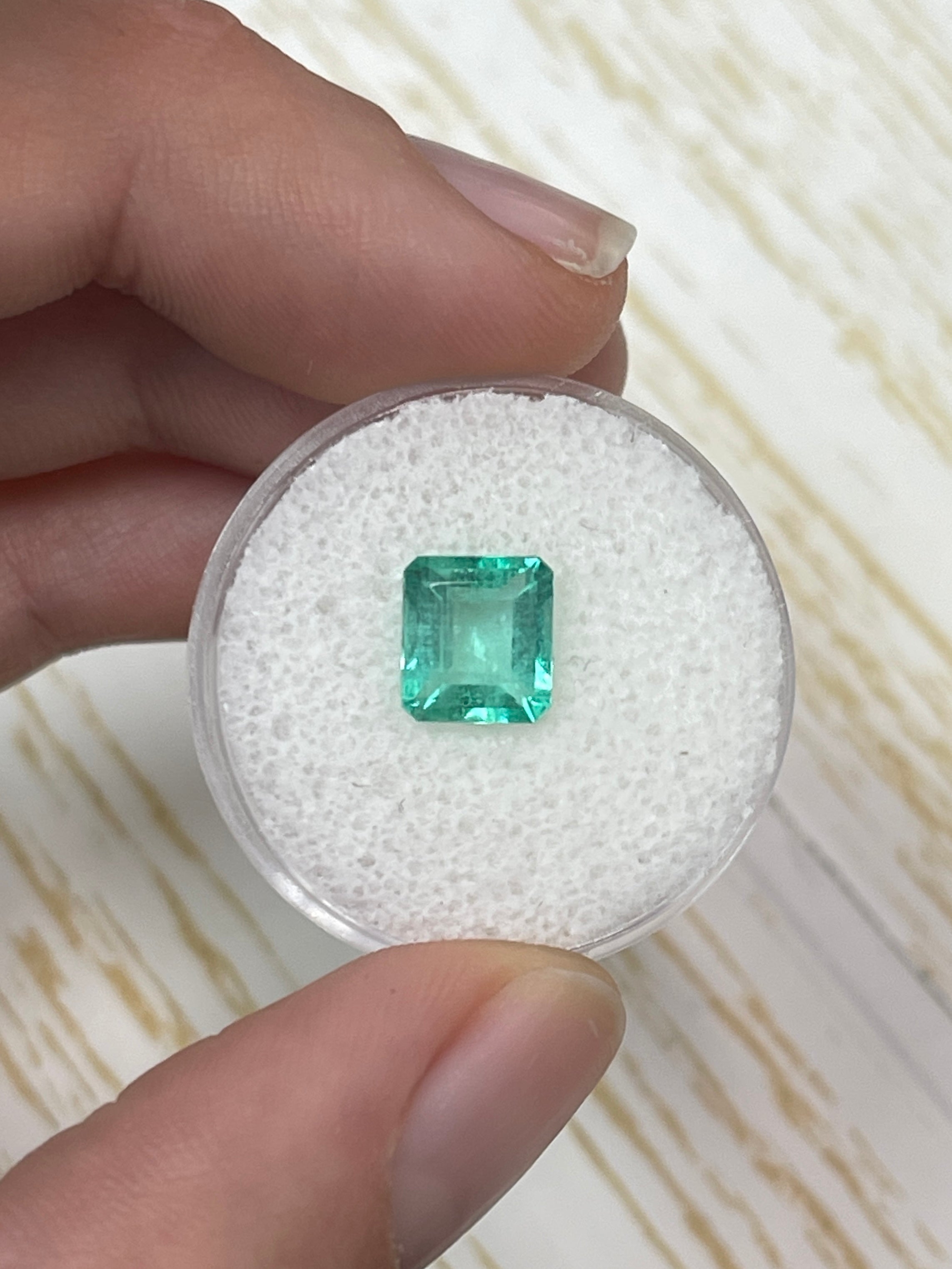 1.89 Carat 9x7 Spready Pastel Green Natural Loose Colombian Emerald-Chunky Emerald Cut - JR Colombian Emeralds