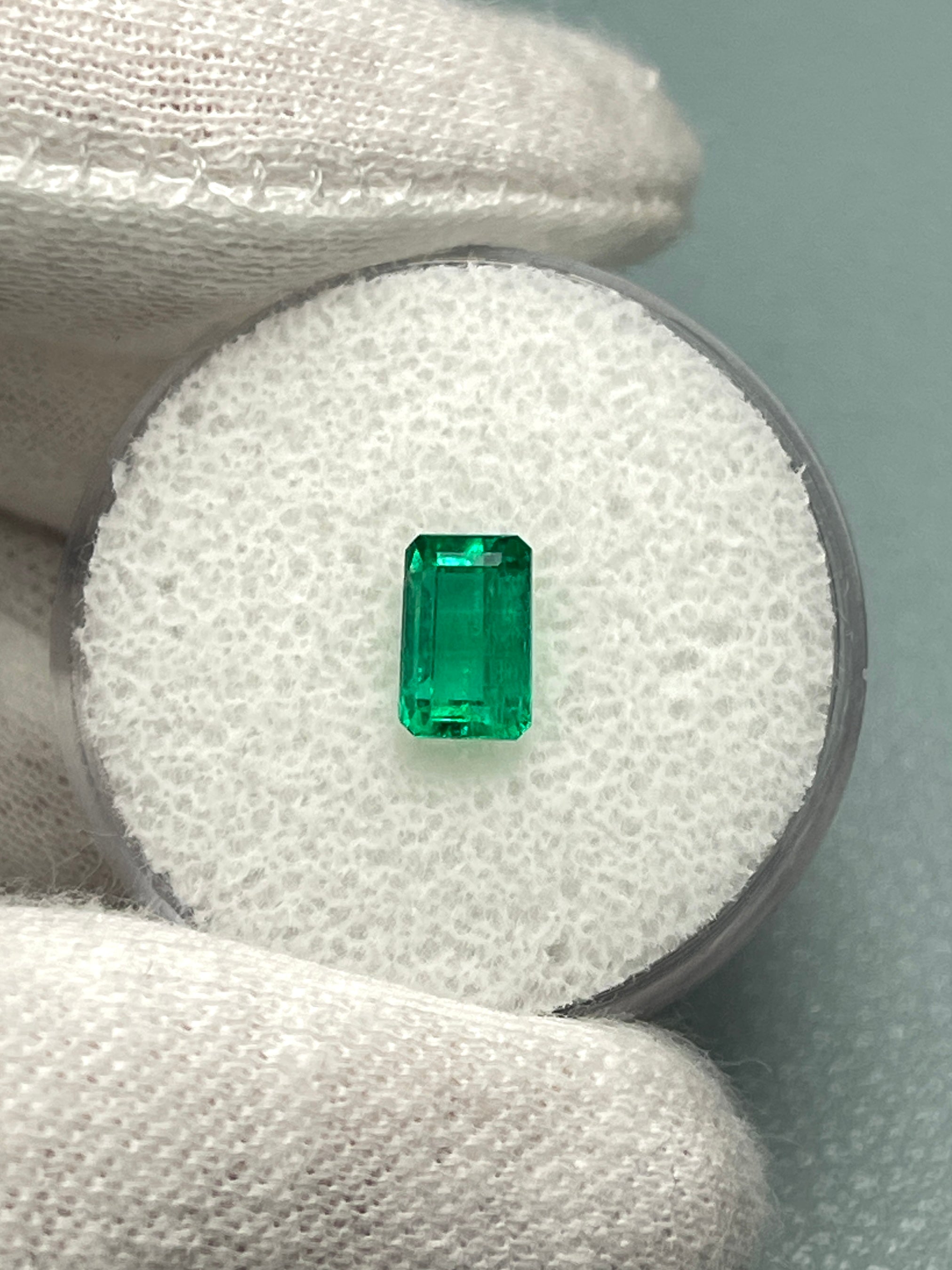 1.04 Carat 7.3x4.6 AAA+ Fine Loose Colombian Emerald-Elongated Emerald Cut