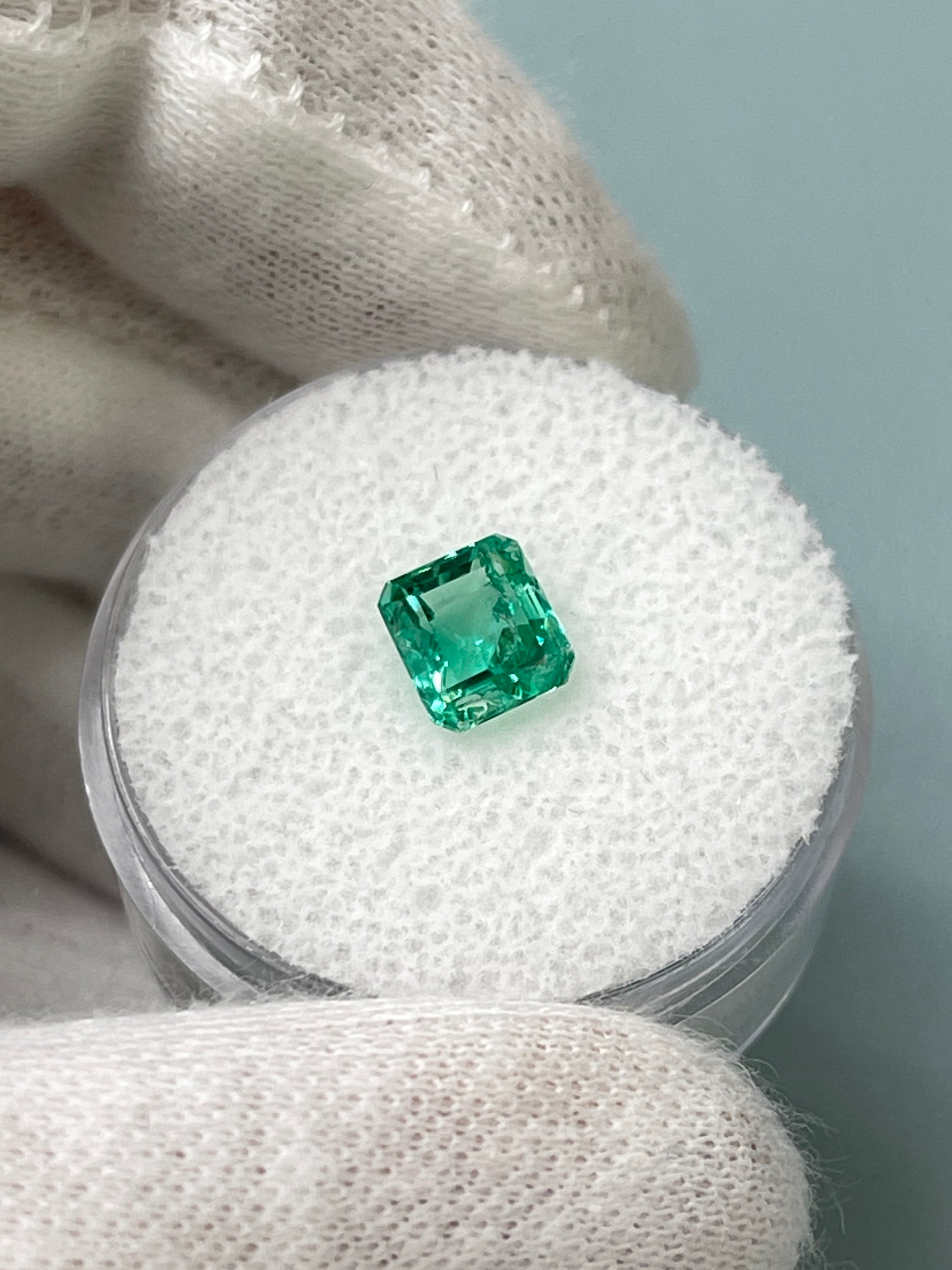 1.07 Carat Crystalline Green Natural Loose Colombian Emerald-Asscher Cut