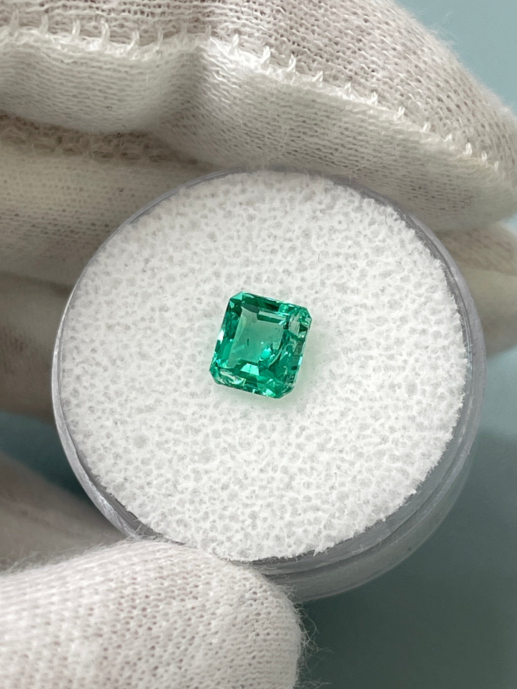 1.07 Carat Crystalline Green Natural Loose Colombian Emerald-Asscher Cut