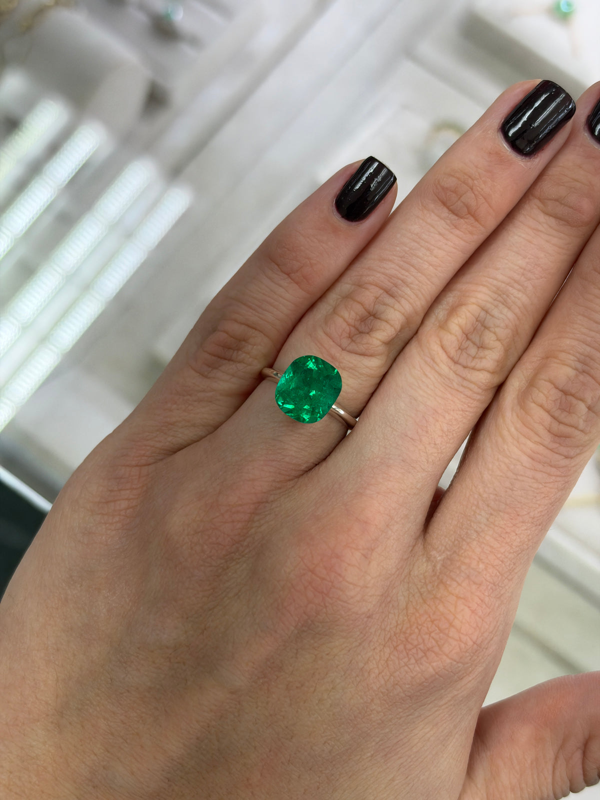 3.61 Carat Investment Grade 11x10 Vivid Muzo Green Natural Loose Colombian Emerald- Cushion Cut