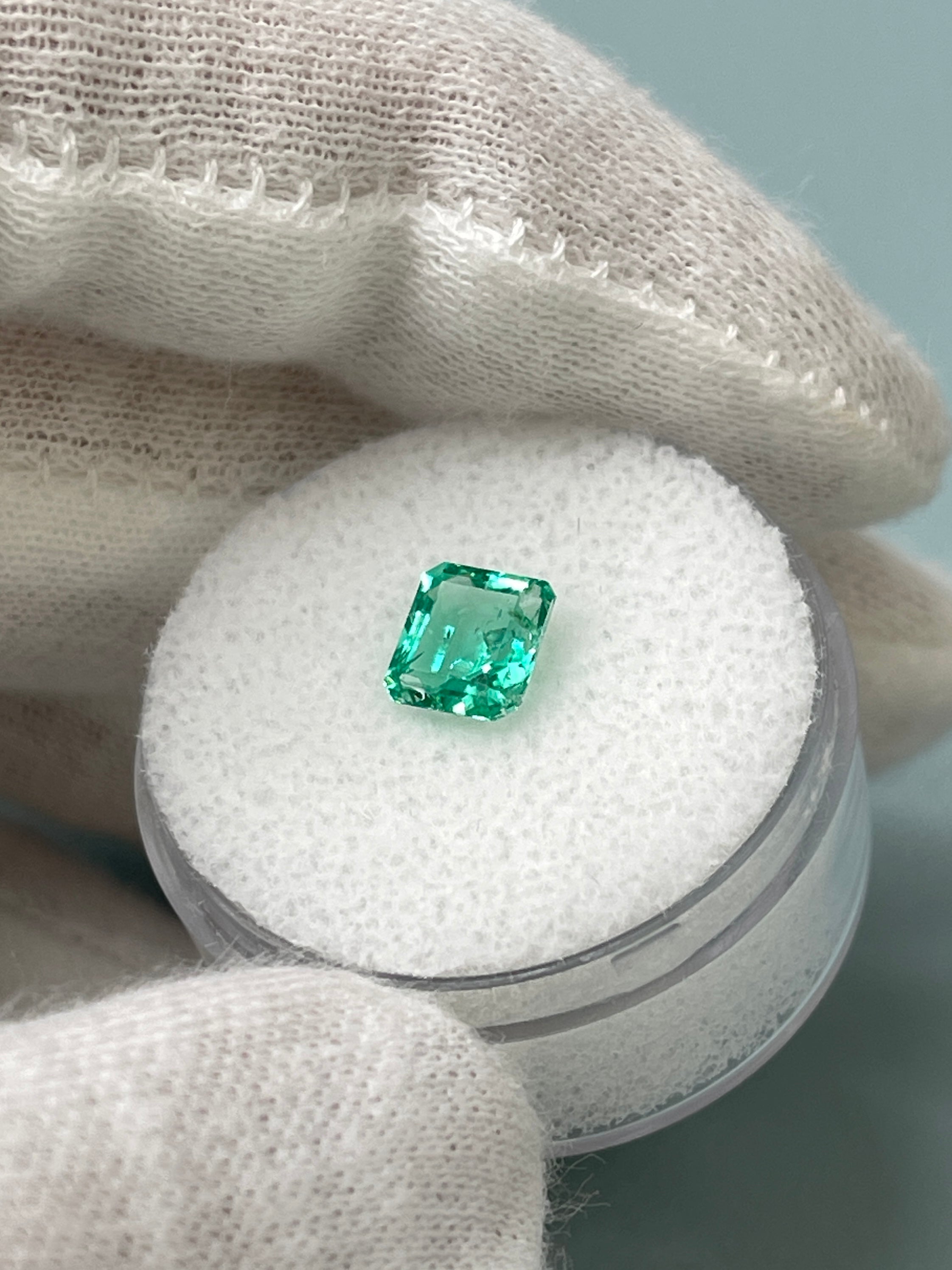 1.07 Carat Crystalline Green Natural Loose Colombian Emerald-Asscher Cut