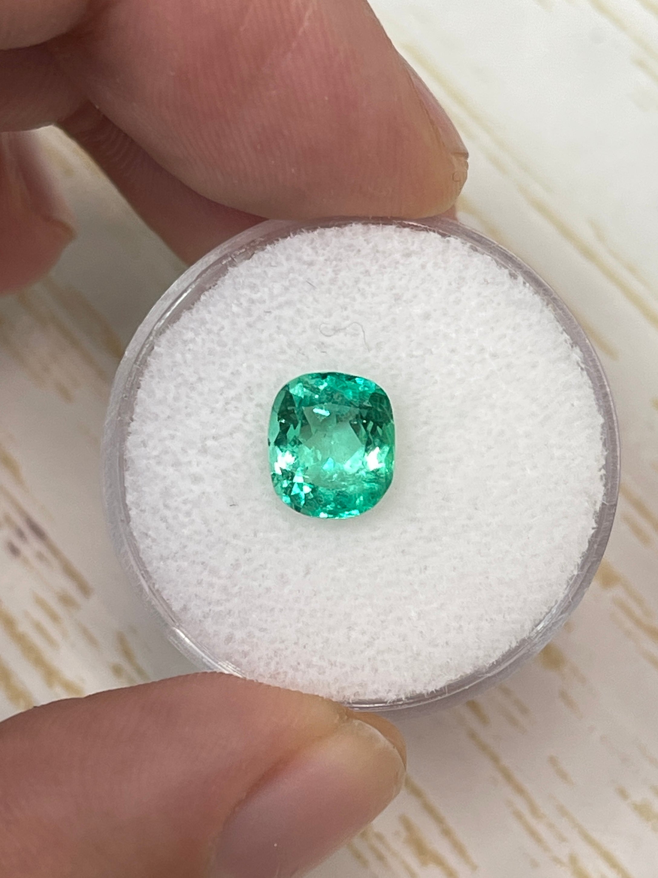 1.76 Carat Cushion-Cut Colombian Emerald Comparison - Astrological vs. Natural