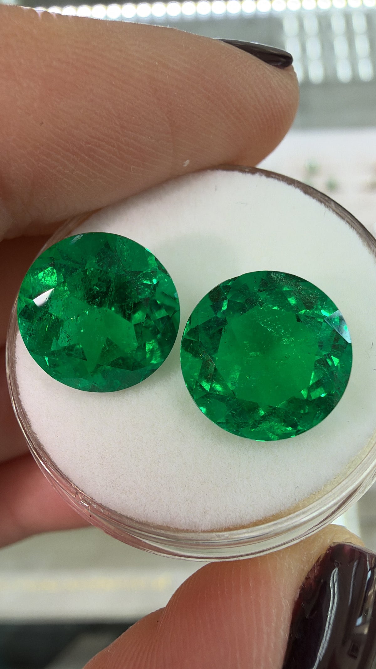 7.31tcw 9x9 AAA+ RARE Matching Vivid Green Natural Round Loose Colombian Emeralds
