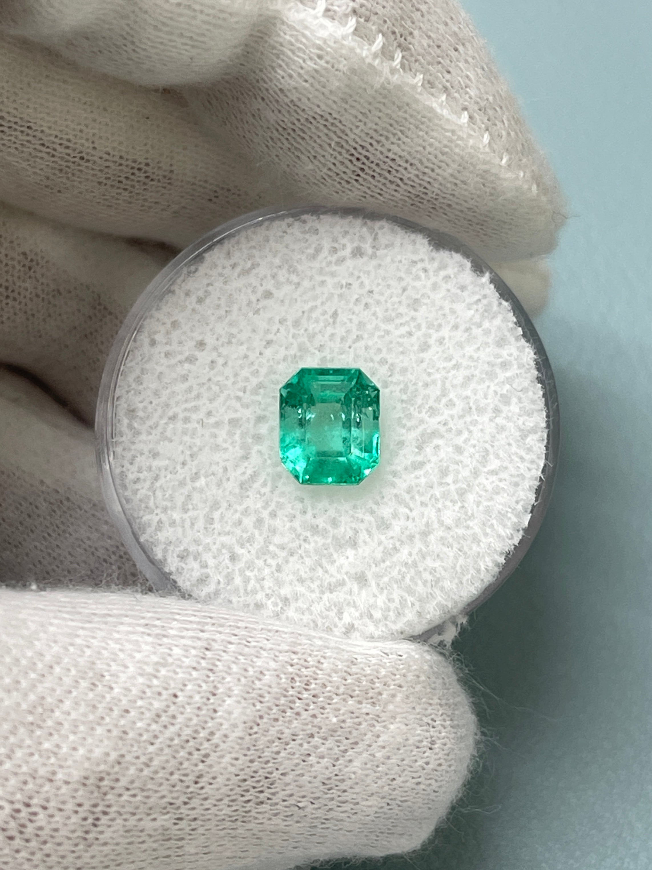 1.50 Carat 7.4x6.3 Eye Clean Emerald Cut Natural Unset Colombian Emerald