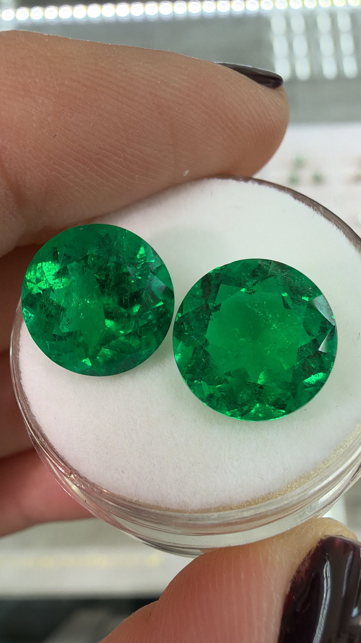 7.31tcw 9x9 AAA+ RARE Matching Vivid Green Natural Round Loose Colombian Emeralds