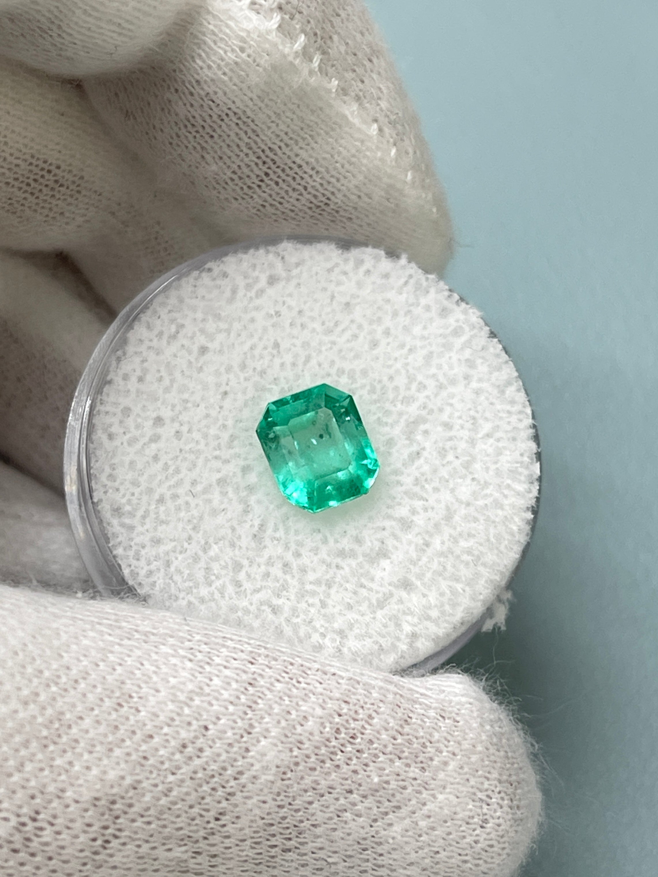 1.50 Carat 7.4x6.3 Eye Clean Emerald Cut Natural Unset Colombian Emerald