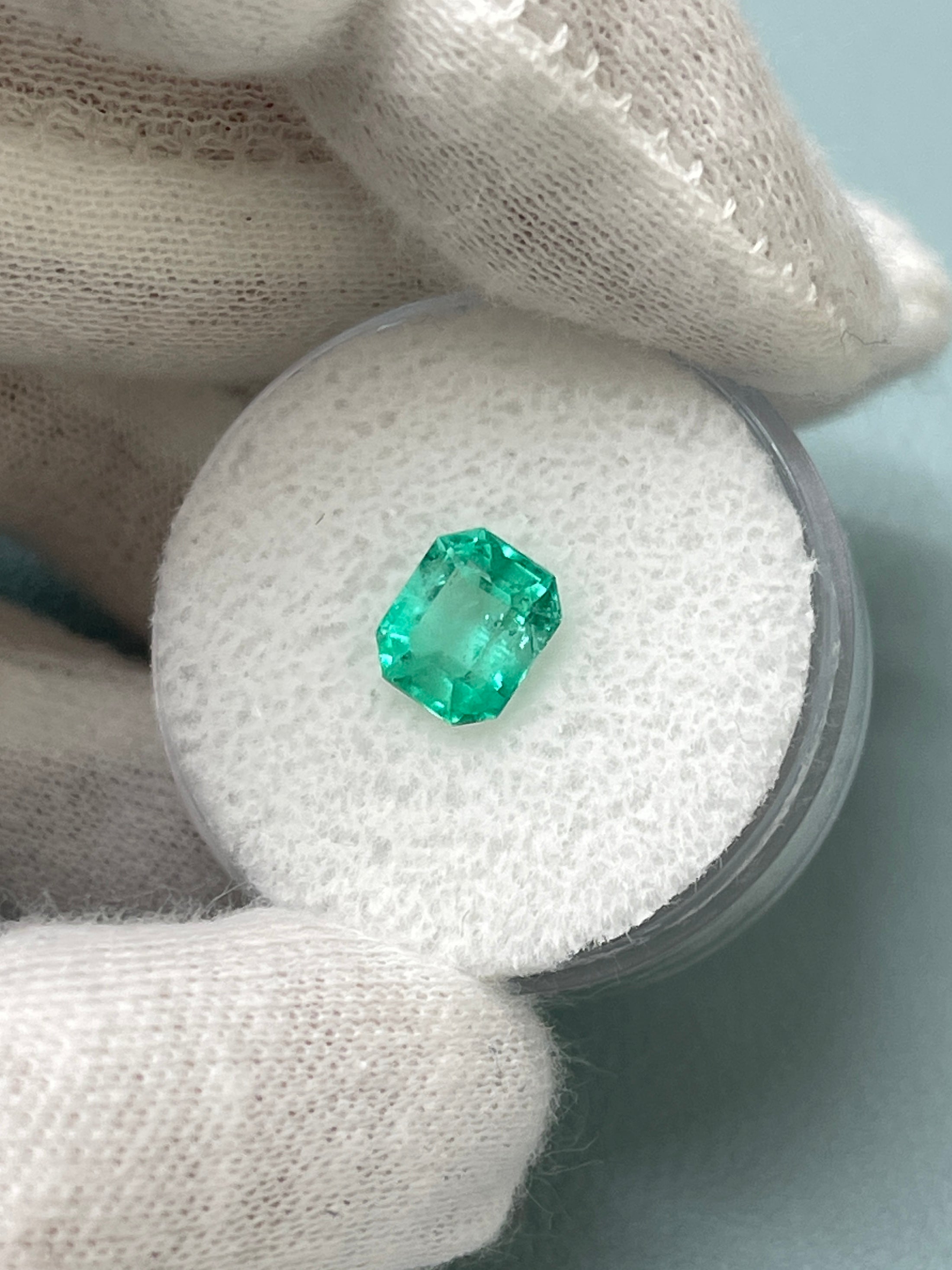 1.50 Carat 7.4x6.3 Eye Clean Emerald Cut Natural Unset Colombian Emerald