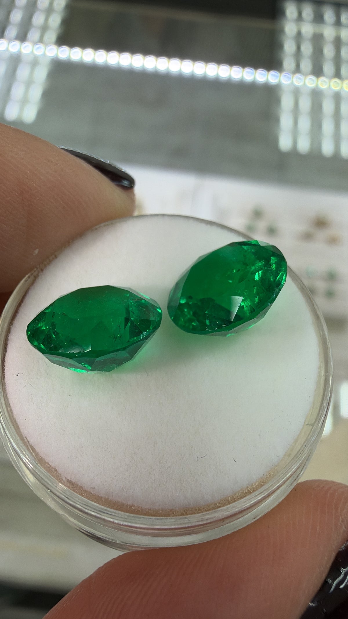 7.31tcw 9x9 AAA+ RARE Matching Vivid Green Natural Round Loose Colombian Emeralds