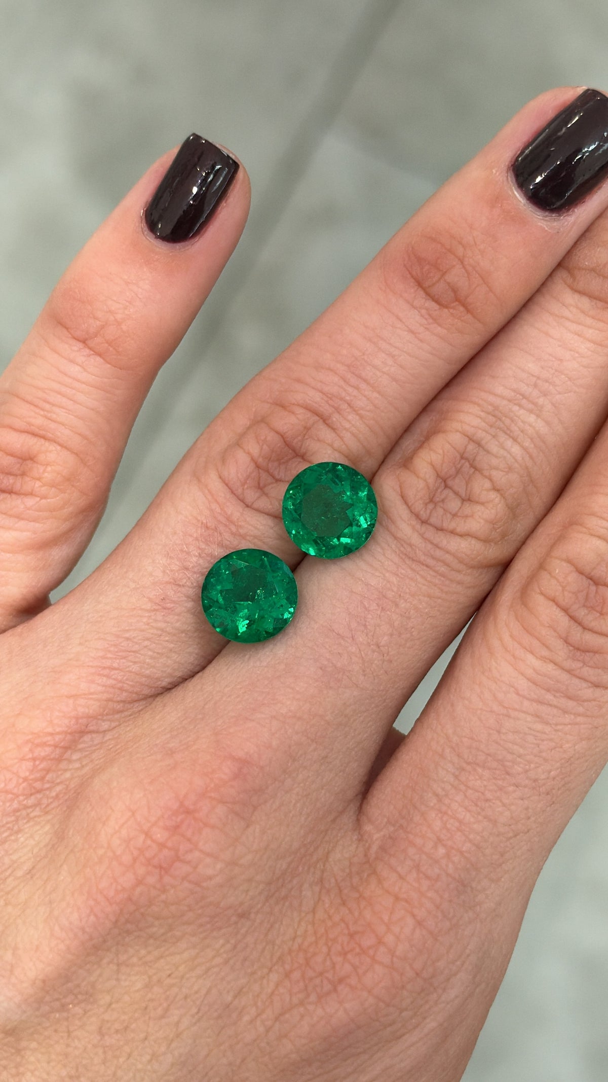 7.31tcw 9x9 AAA+ RARE Matching Vivid Green Natural Round Loose Colombian Emeralds