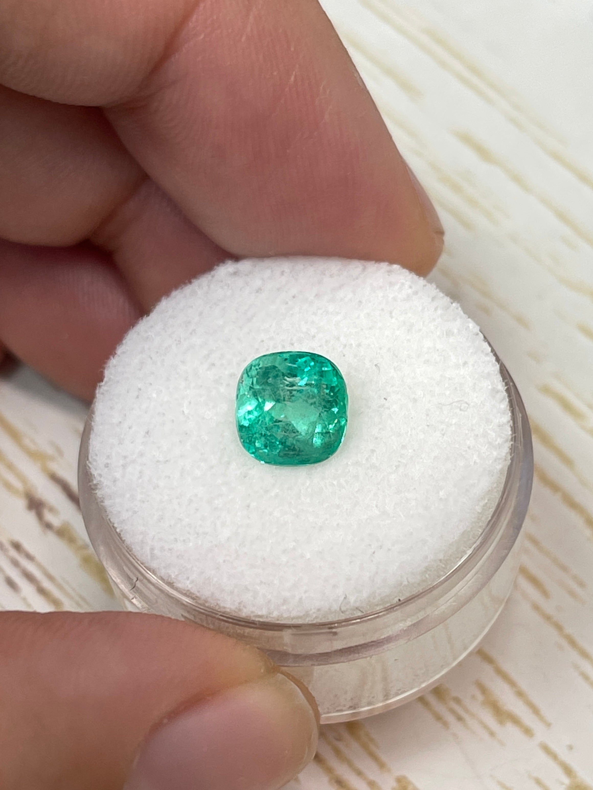 Medium Green Colombian Emerald - Cushion Cut - 2.11 Carats