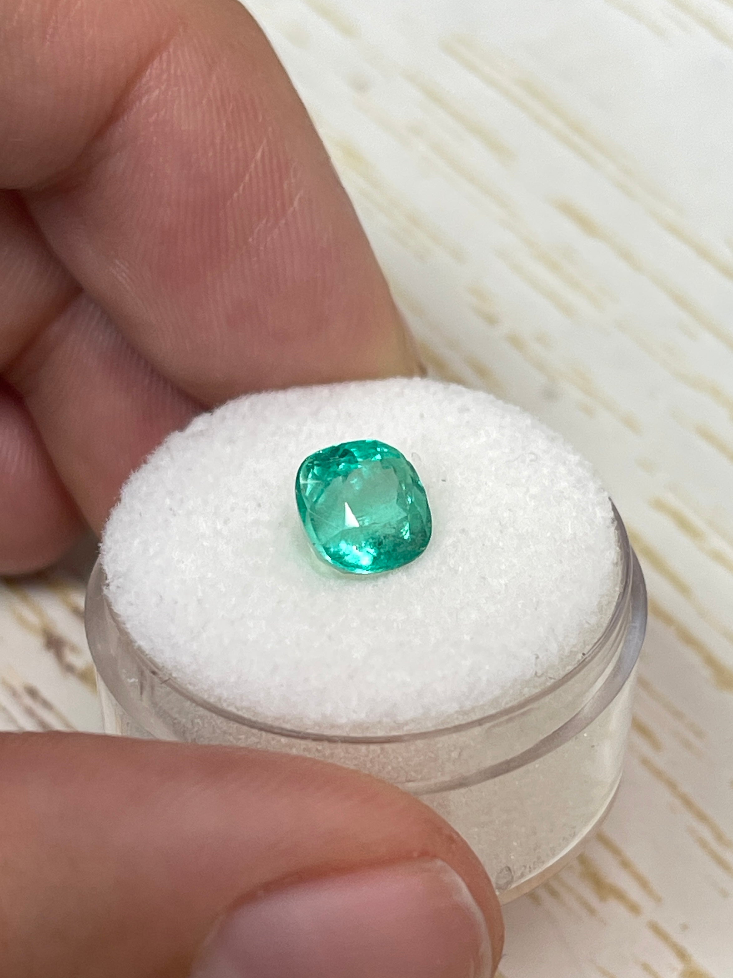 Colombian Emerald - 7.4x7.2mm - 2.11 Carat Cushion Cut - Vibrant Green