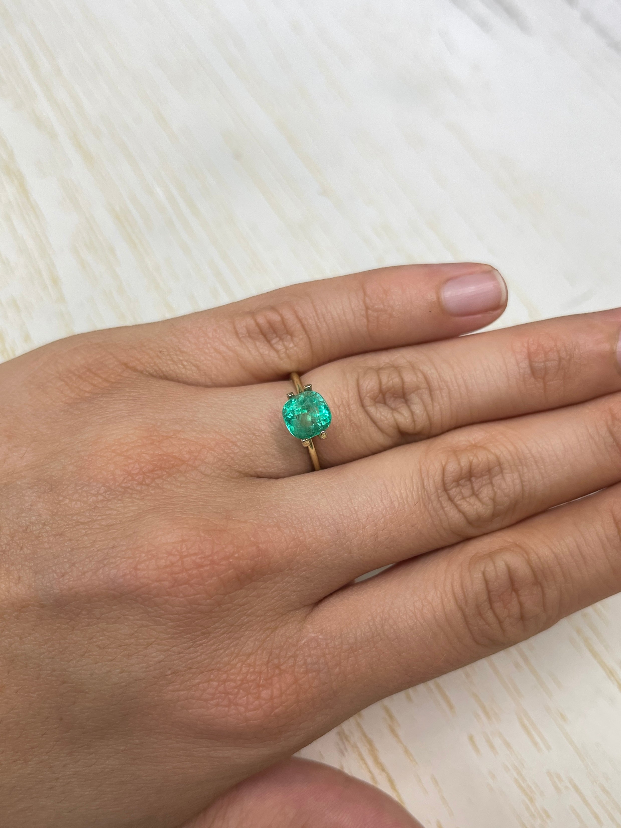 2.11 Carat 7.4x7.2 Medium Green Natural Loose Colombian Emerald-Cushion Cut - JR Colombian Emeralds