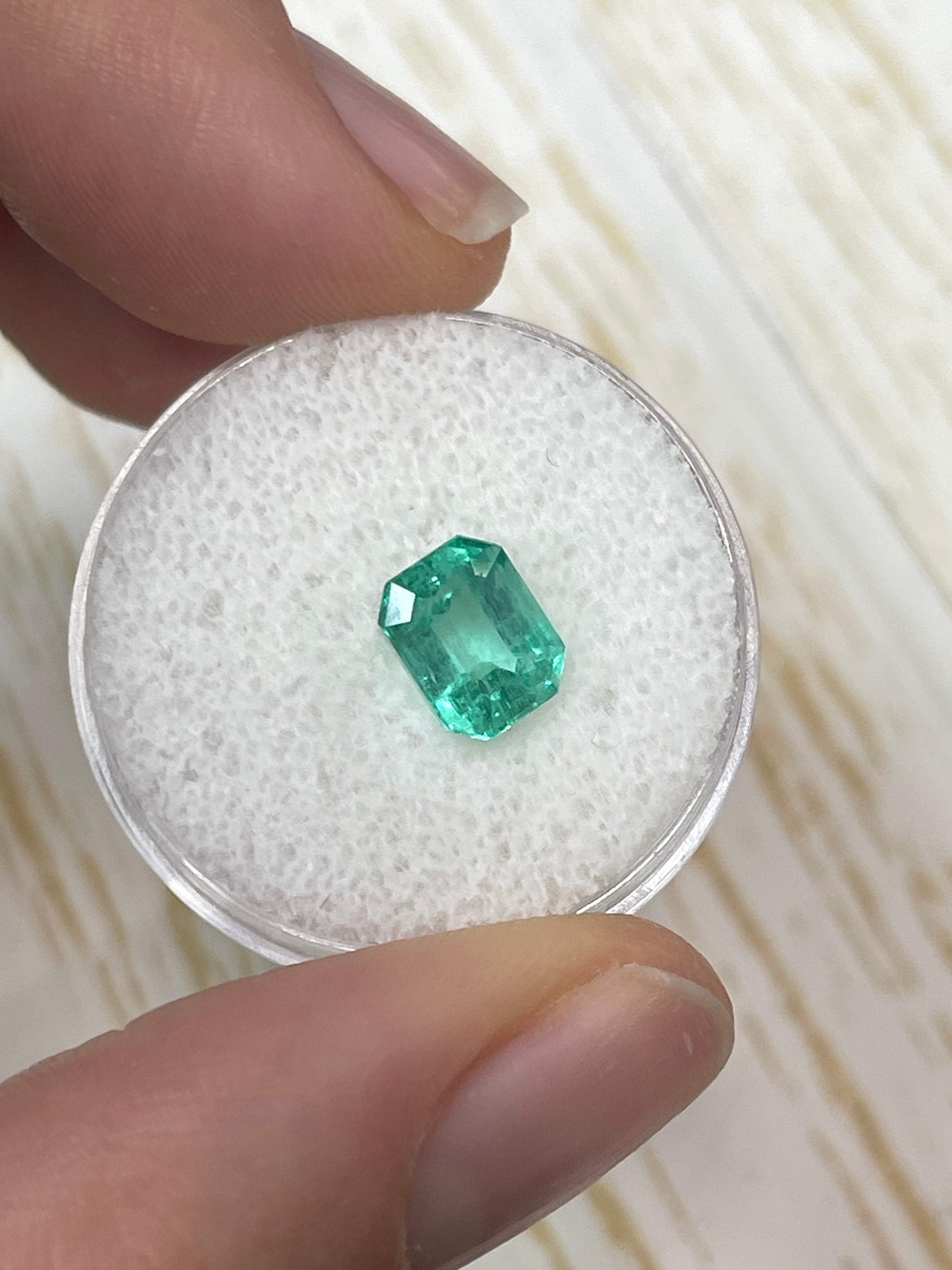 1.91 Carat 8x6 Bluish Green Natural Loose Colombian Emerald-Emerald Cut - JR Colombian Emeralds