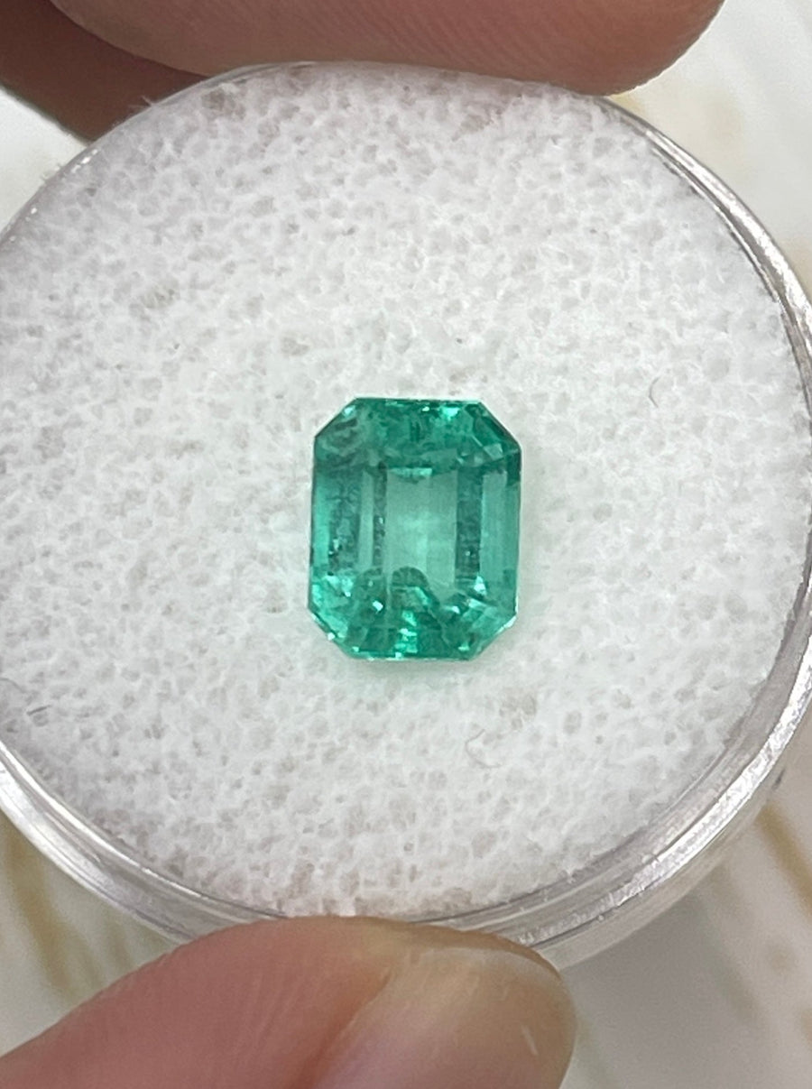 1.91 Carat 8x6 Bluish Green Natural Loose Colombian Emerald-Emerald Cut