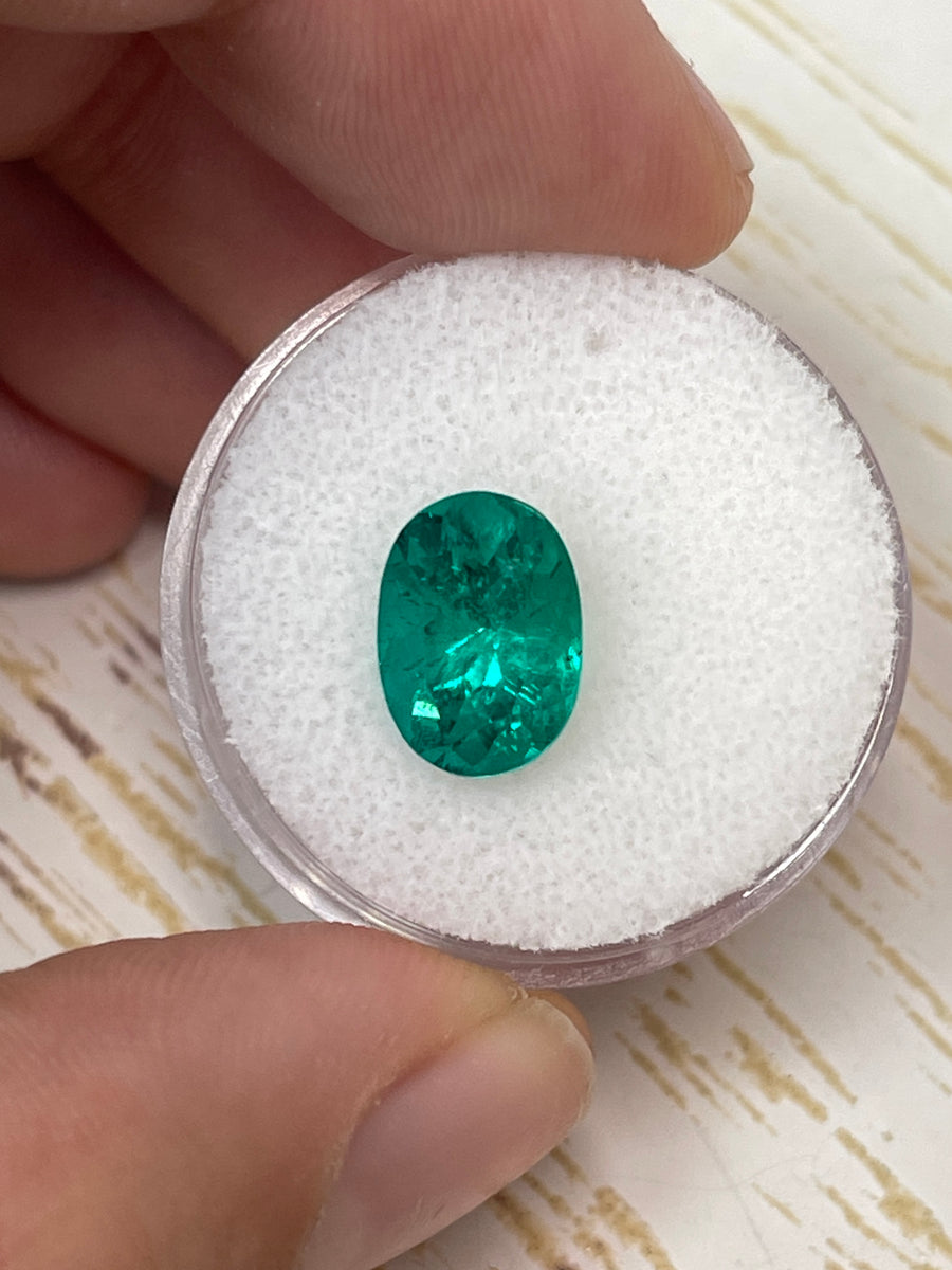 Vibrant Yellowish 9x8.5mm Colombian Emerald - 3.01 Carat, Loose Stone