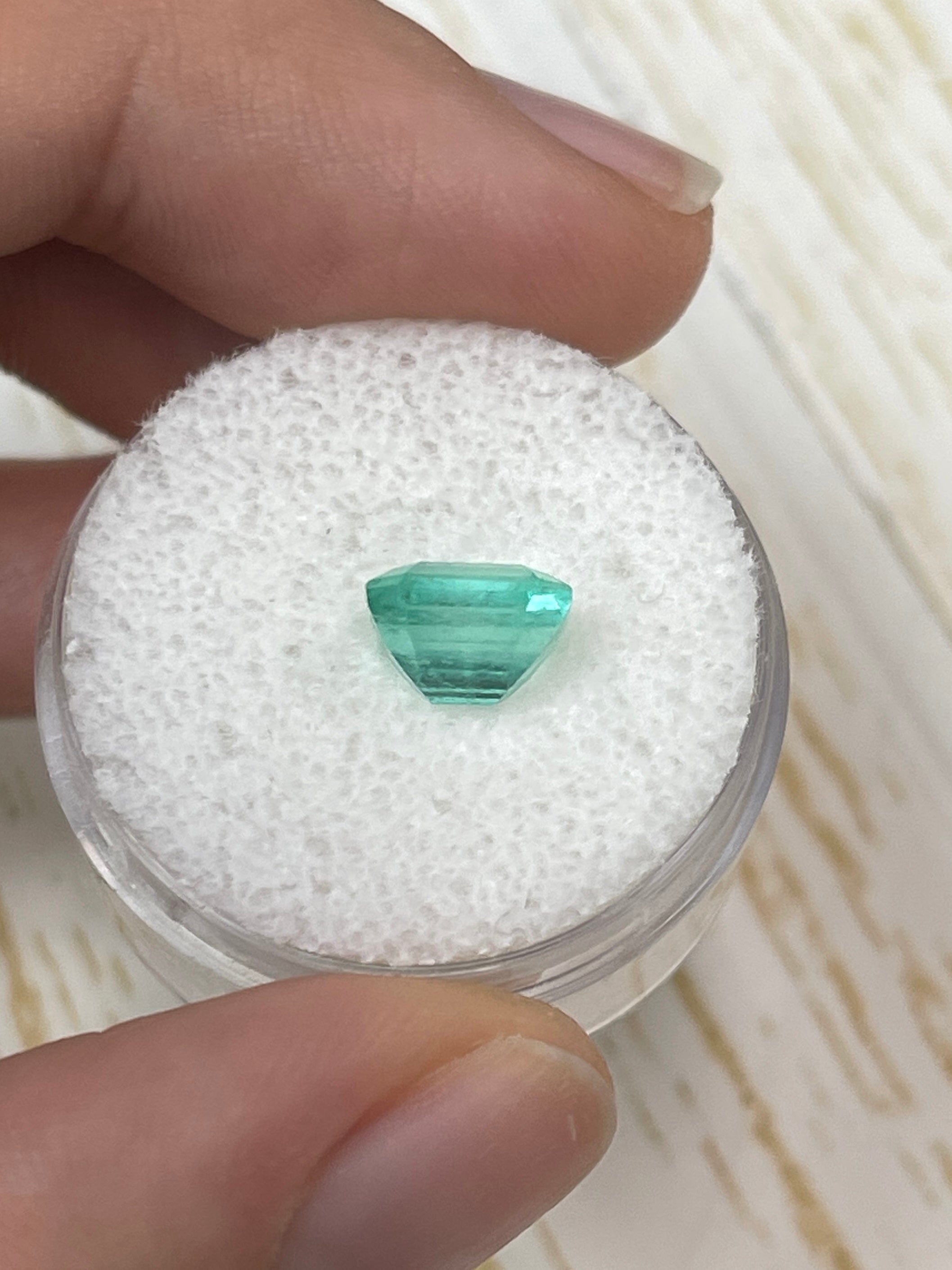 1.91 Carat 8x6 Bluish Green Natural Loose Colombian Emerald-Emerald Cut - JR Colombian Emeralds