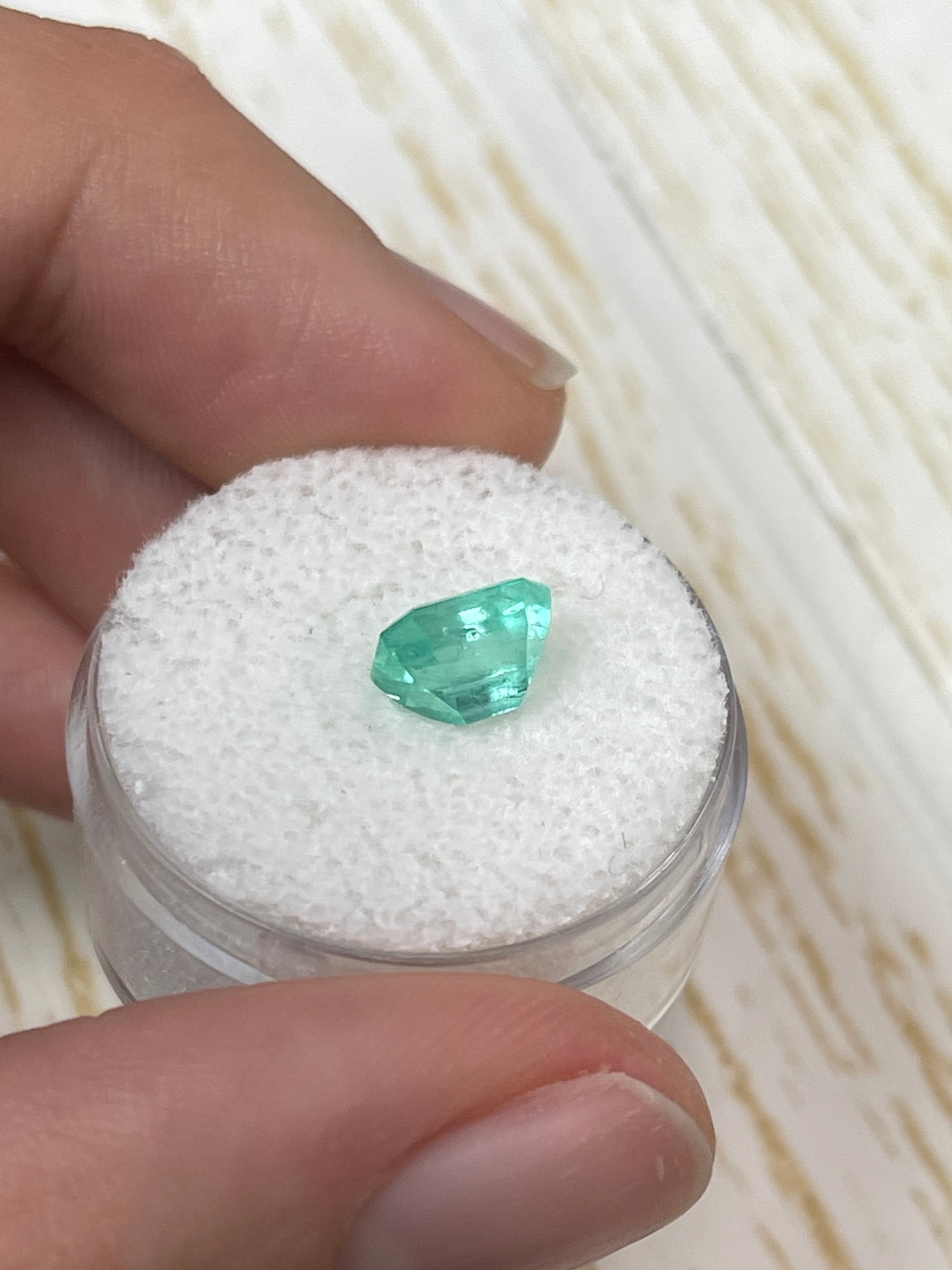 1.91 Carat 8x6 Bluish Green Natural Loose Colombian Emerald-Emerald Cut - JR Colombian Emeralds